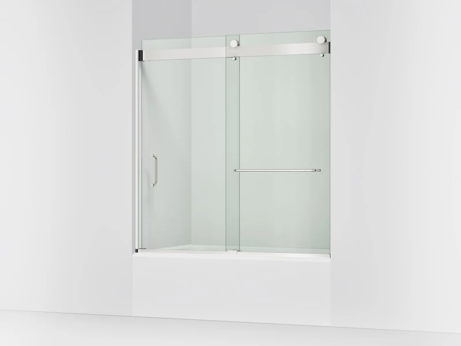 54"-60" W x 61-7/16" H bypass bath door with 3/8"-thick Crystal Clear glass^Kohler Hot