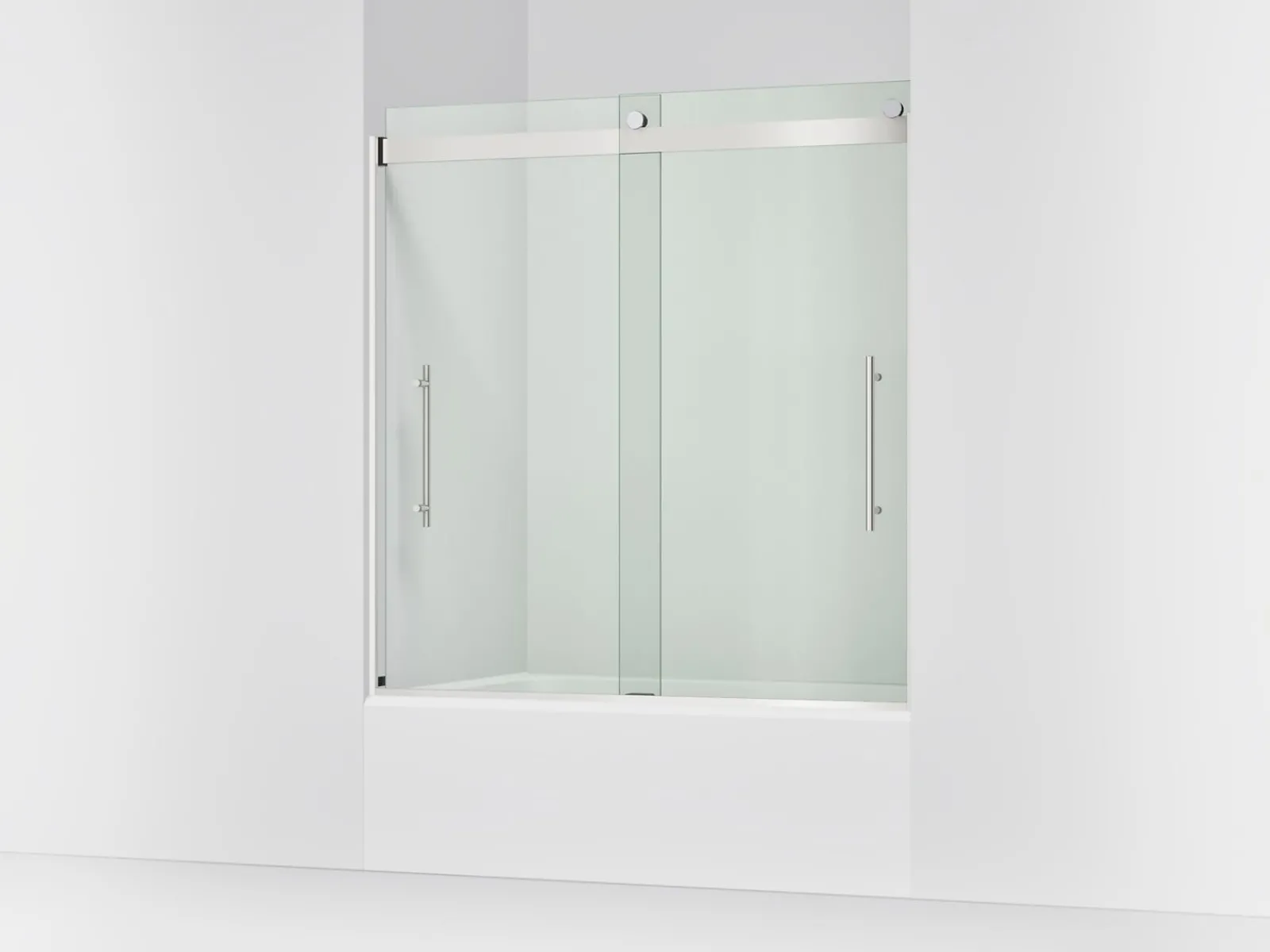 56-5/8"-59-5/8" W x 61.53" H bypass bath door with 3/8"-thick Crystal Clear glass^Kohler Best
