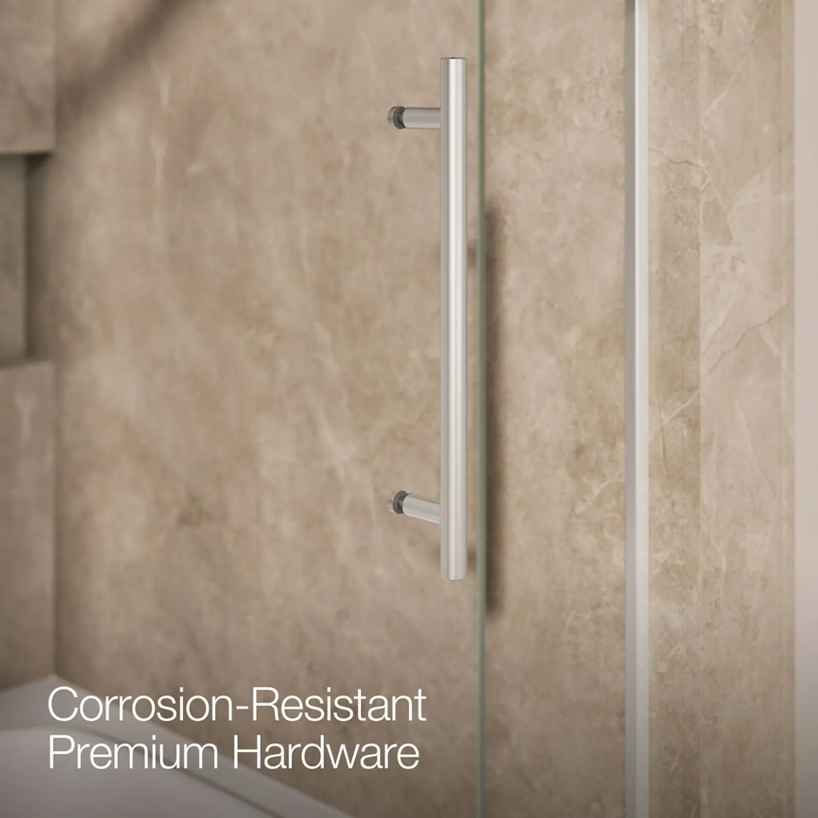 56-5/8"-59-5/8" W x 61.53" H bypass bath door with 3/8"-thick Crystal Clear glass^Kohler Best