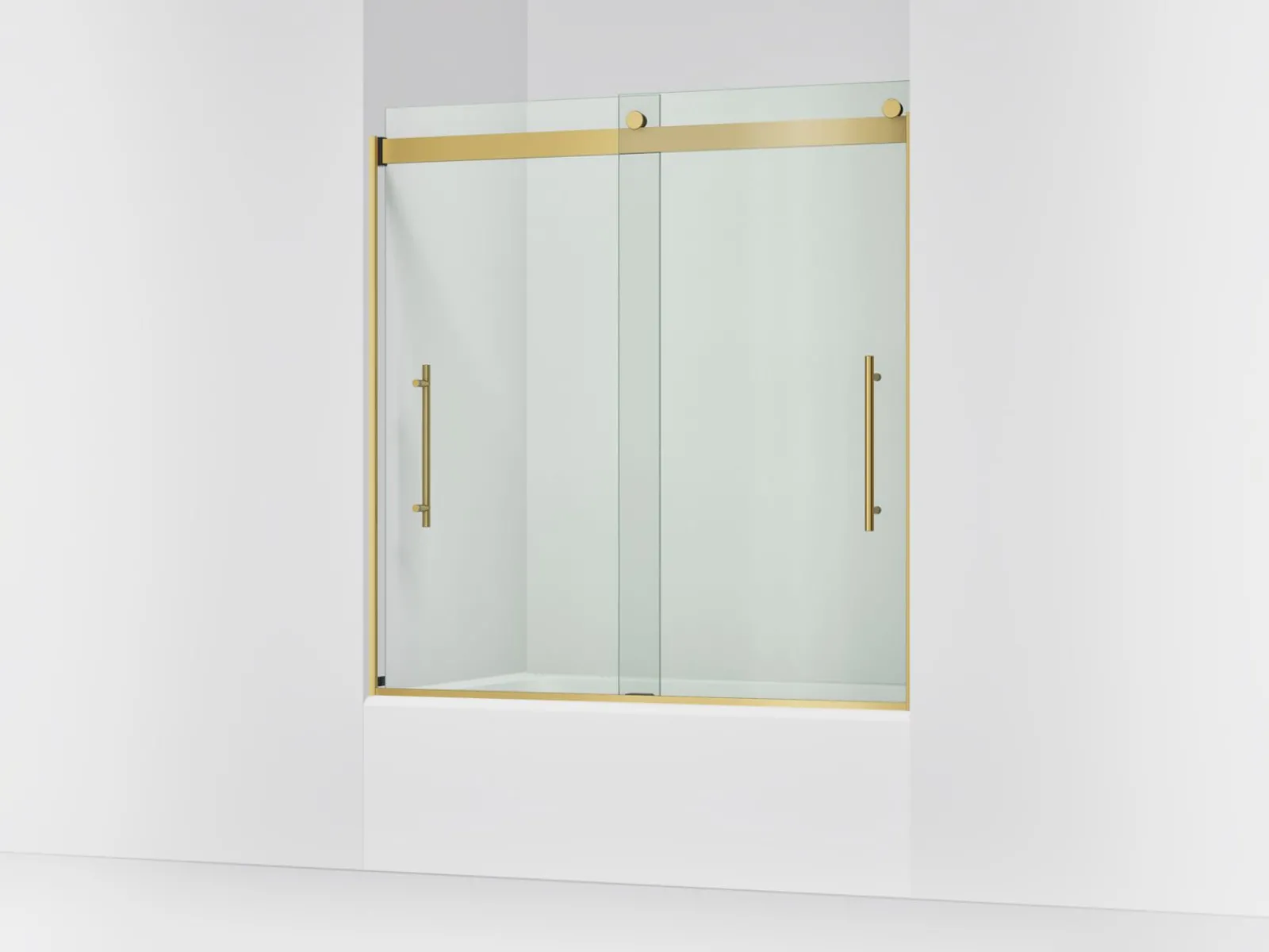 56-5/8"-59-5/8" W x 61.53" H bypass bath door with 3/8"-thick Crystal Clear glass^Kohler Best