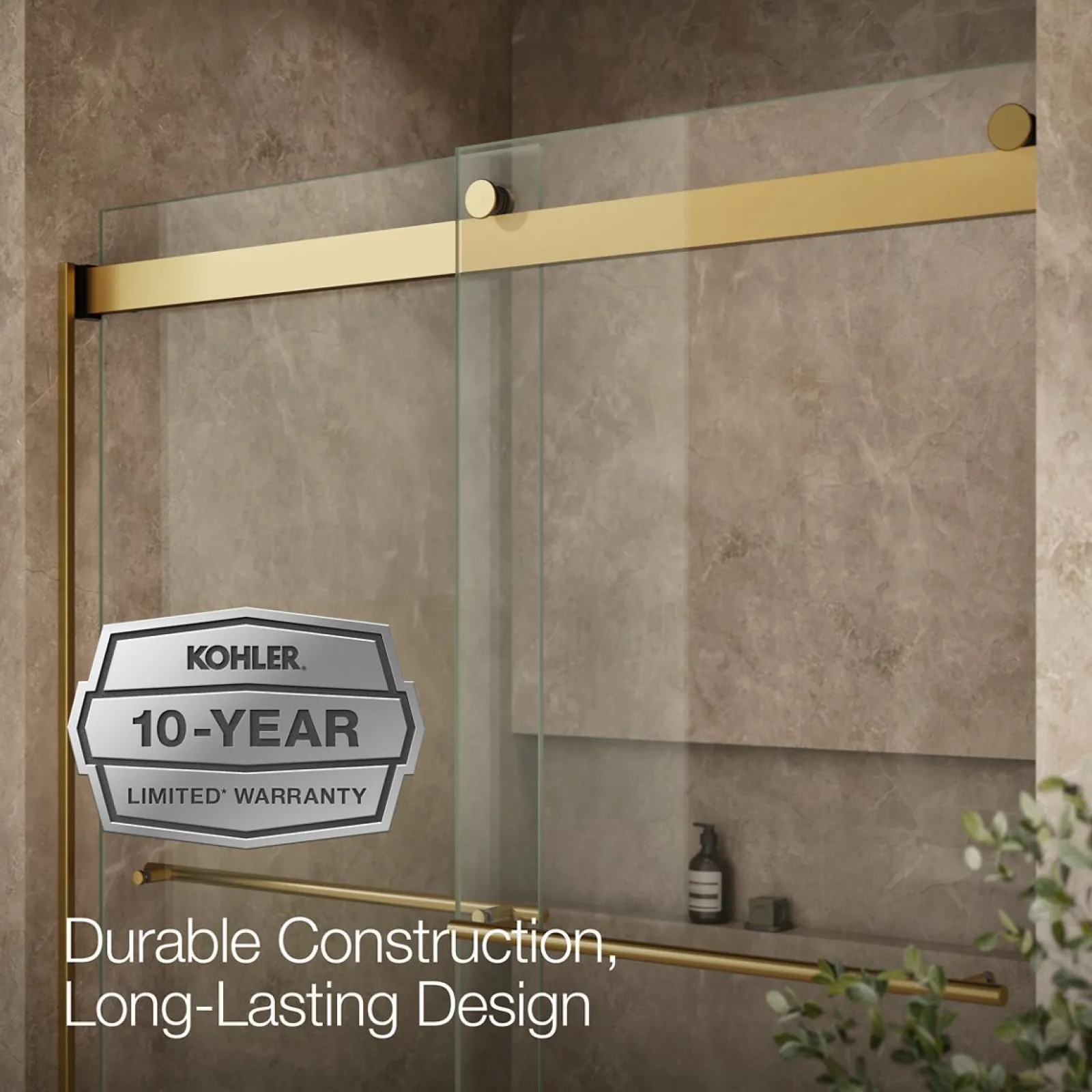 56-5/8"-59-5/8" W x 61.53" H bypass bath door with 5/16"-thick Crystal Clear glass^Kohler Best