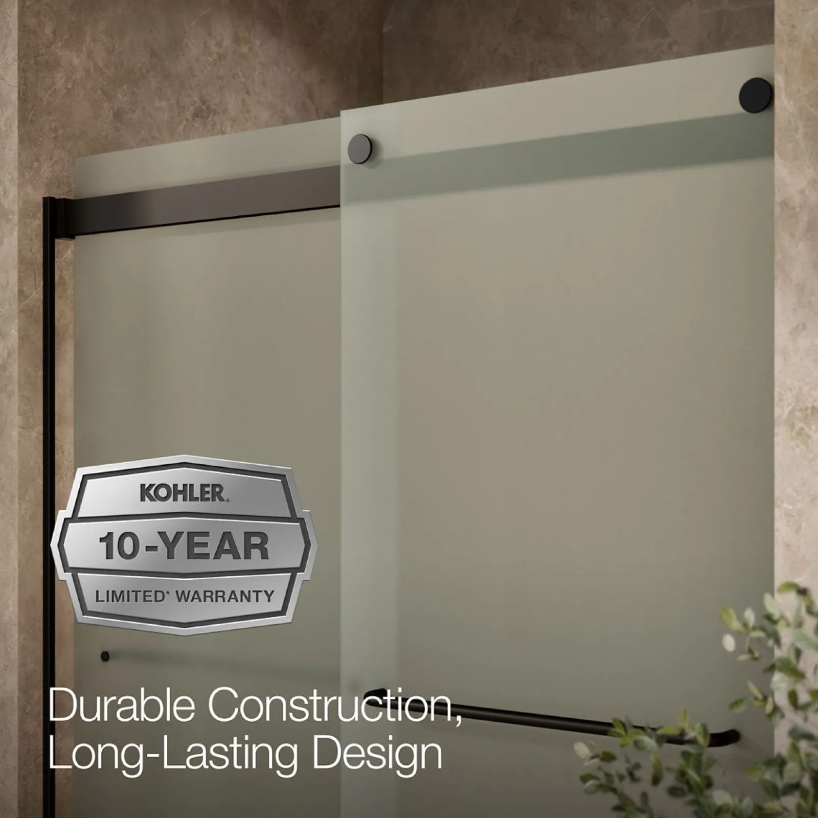 56-5/8"-59-5/8" W x 62" H bypass bath door with 1/4"-thick Frosted glass^Kohler New