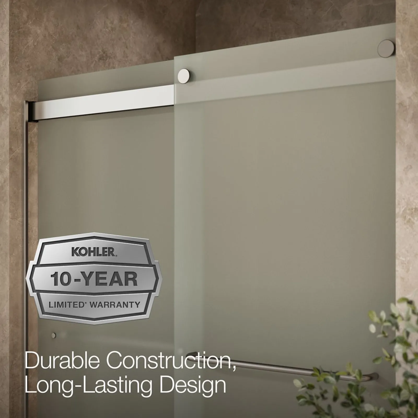 56-5/8"-59-5/8" W x 62" H bypass bath door with 1/4"-thick Frosted glass^Kohler New
