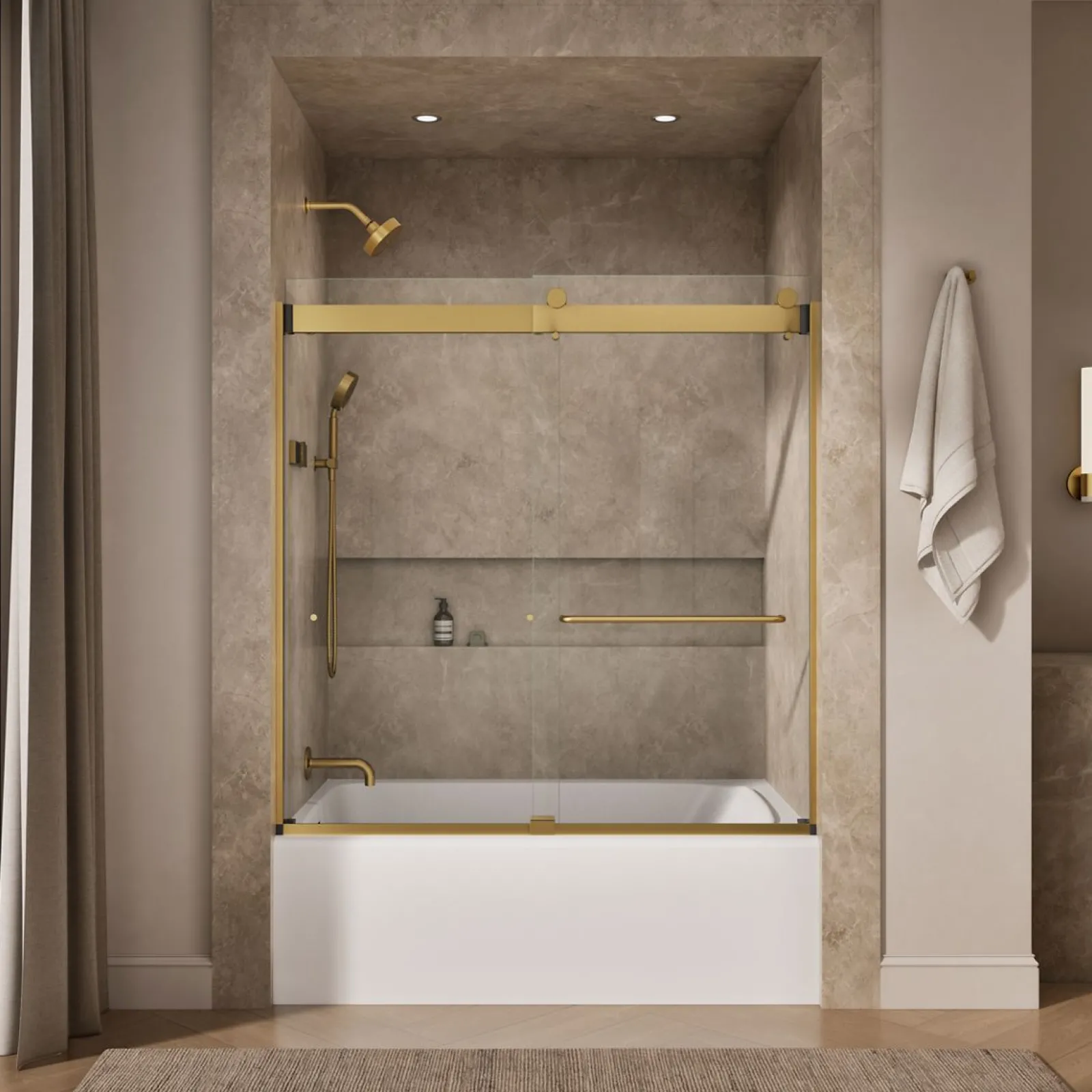 54"-60" W x 61-7/16" H bypass bath door with 3/8"-thick Crystal Clear glass^Kohler Clearance