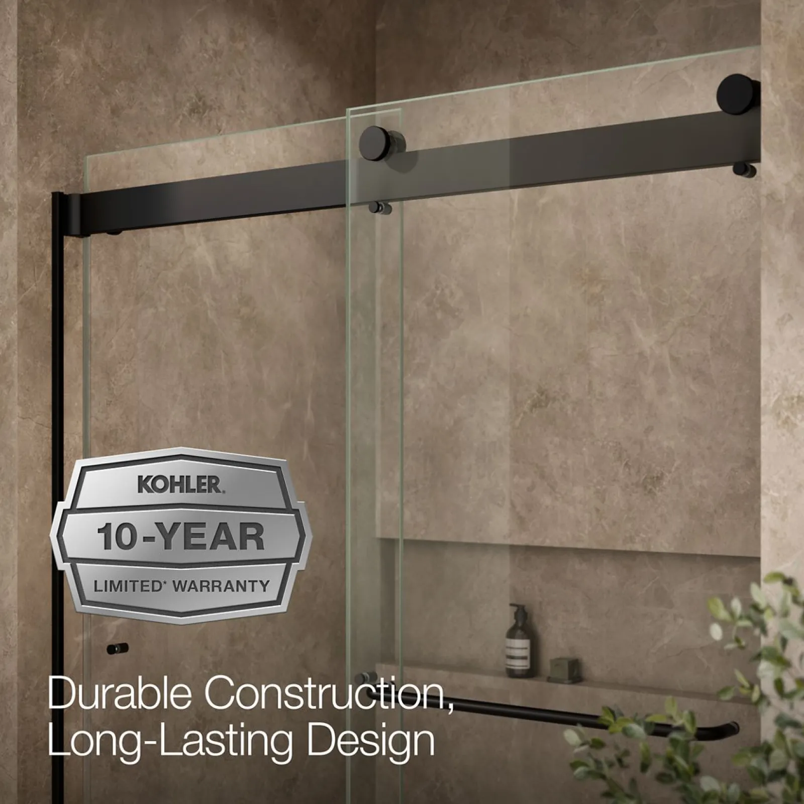 54"-60" W x 61-7/16" H bypass bath door with 3/8"-thick Crystal Clear glass^Kohler Clearance