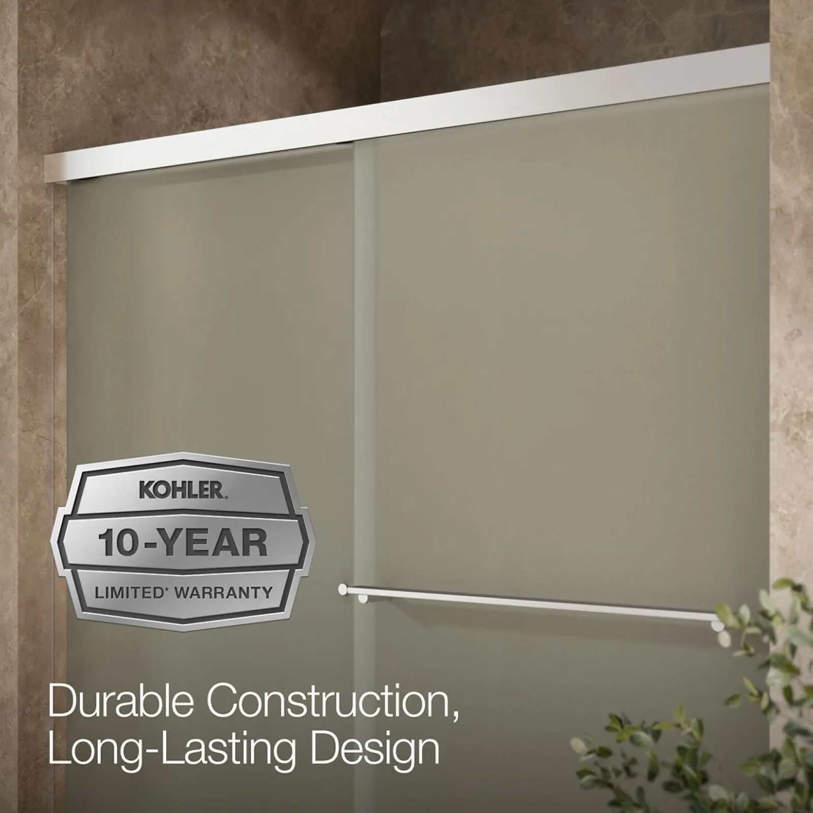 55-5/8"-59-5/8" W x 62" H bypass bath door with 5/16"-thick Frosted glass^Kohler