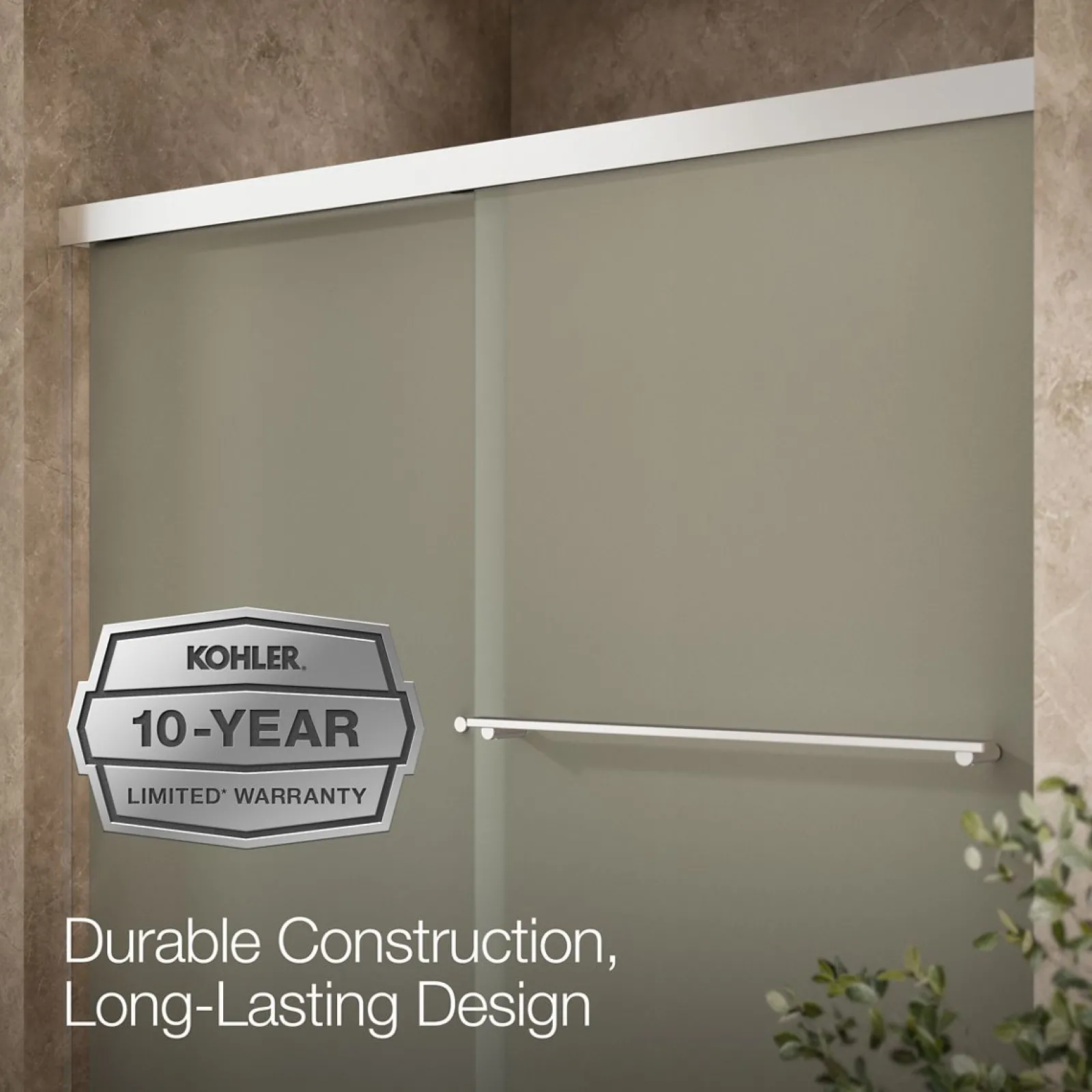 55-5/8"-59-5/8" W x 55-1/2" H bypass bath door with 1/4"-thick Frosted glass^Kohler