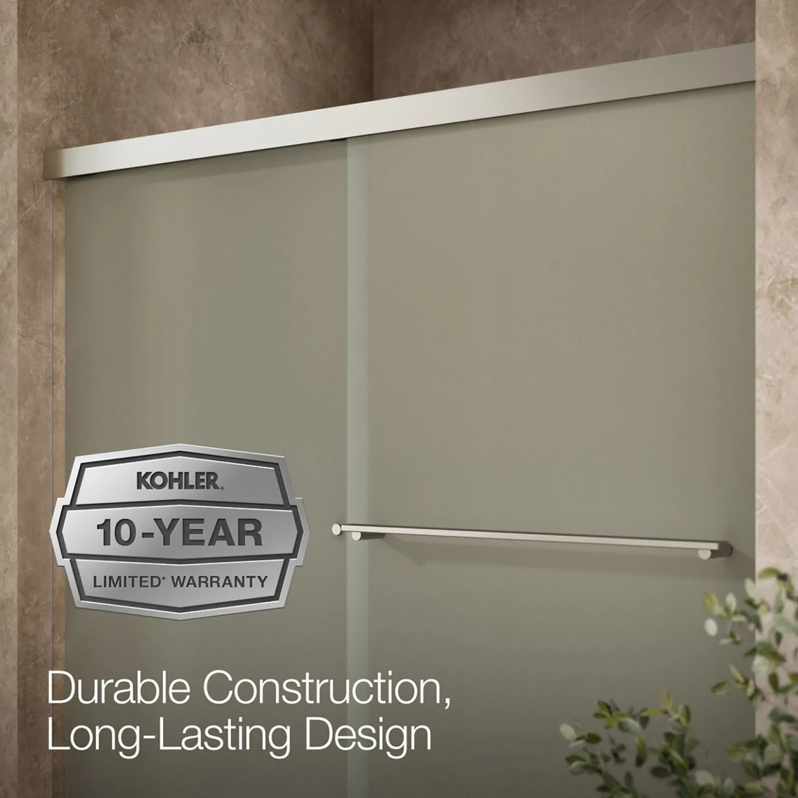 55-5/8"-59-5/8" W x 55-1/2" H bypass bath door with 1/4"-thick Frosted glass^Kohler
