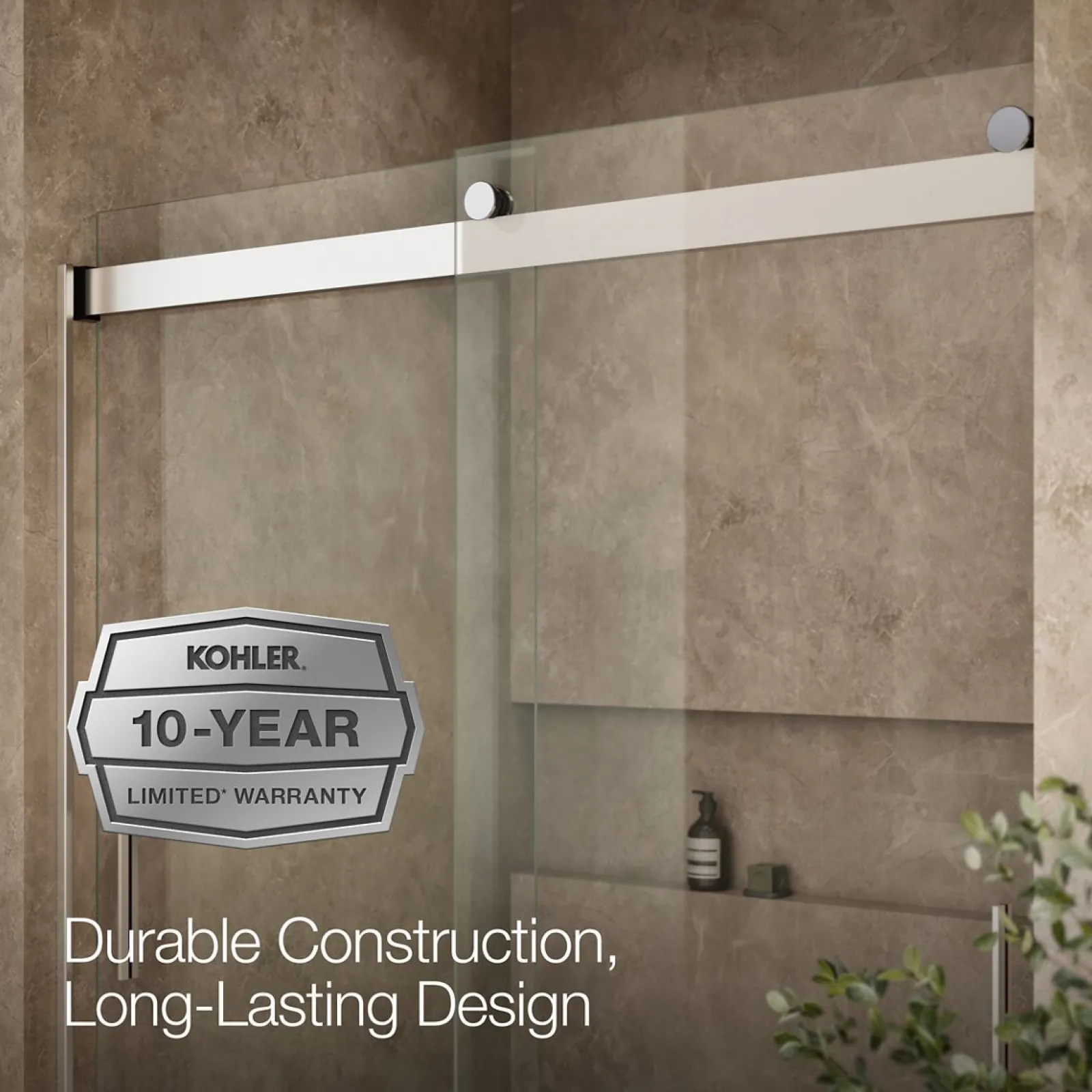 56-5/8"-59-5/8" W x 59-3/4" H bypass bath door with 1/4"-thick Crystal Clear glass^Kohler Sale