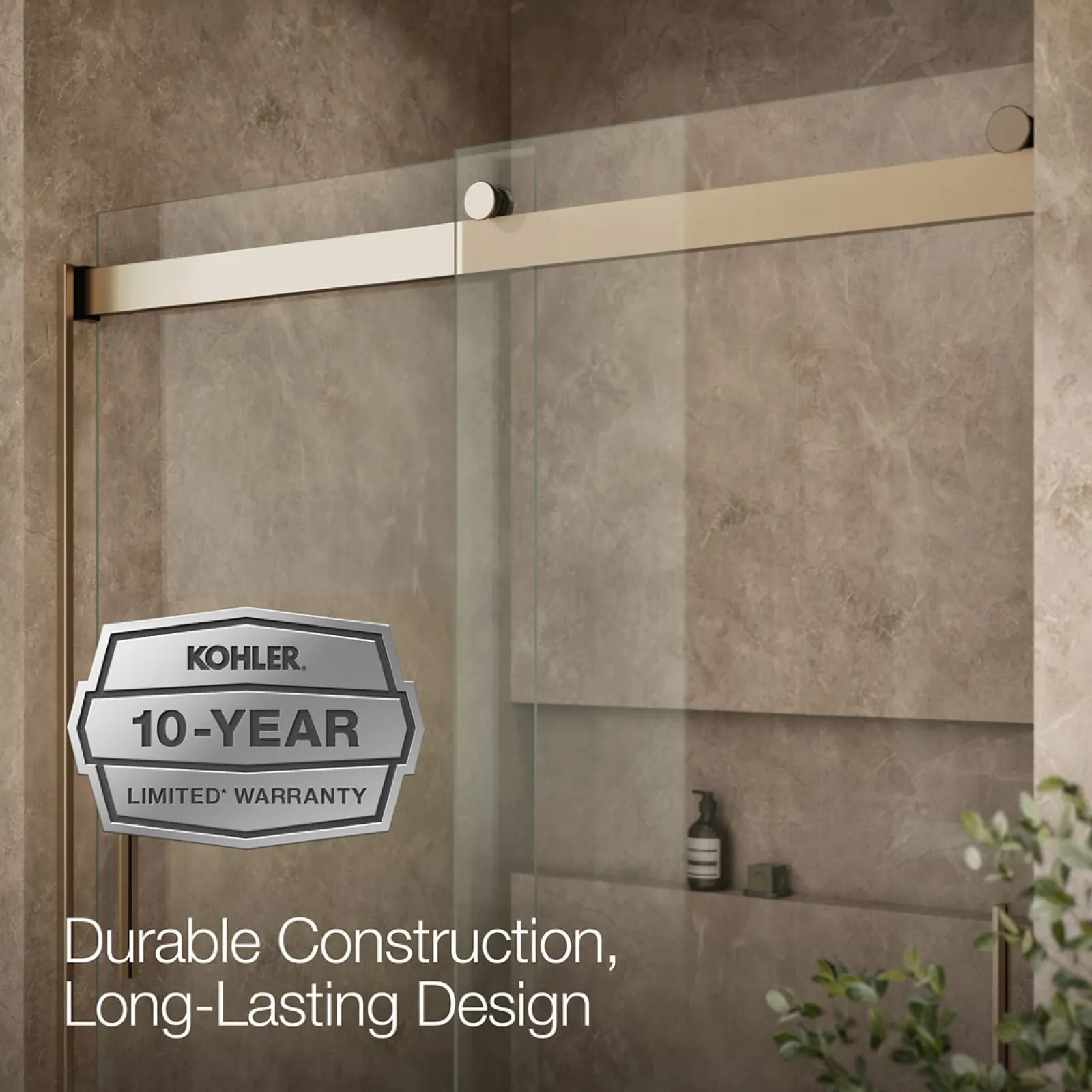 56-5/8"-59-5/8" W x 59-3/4" H bypass bath door with 1/4"-thick Crystal Clear glass^Kohler Sale