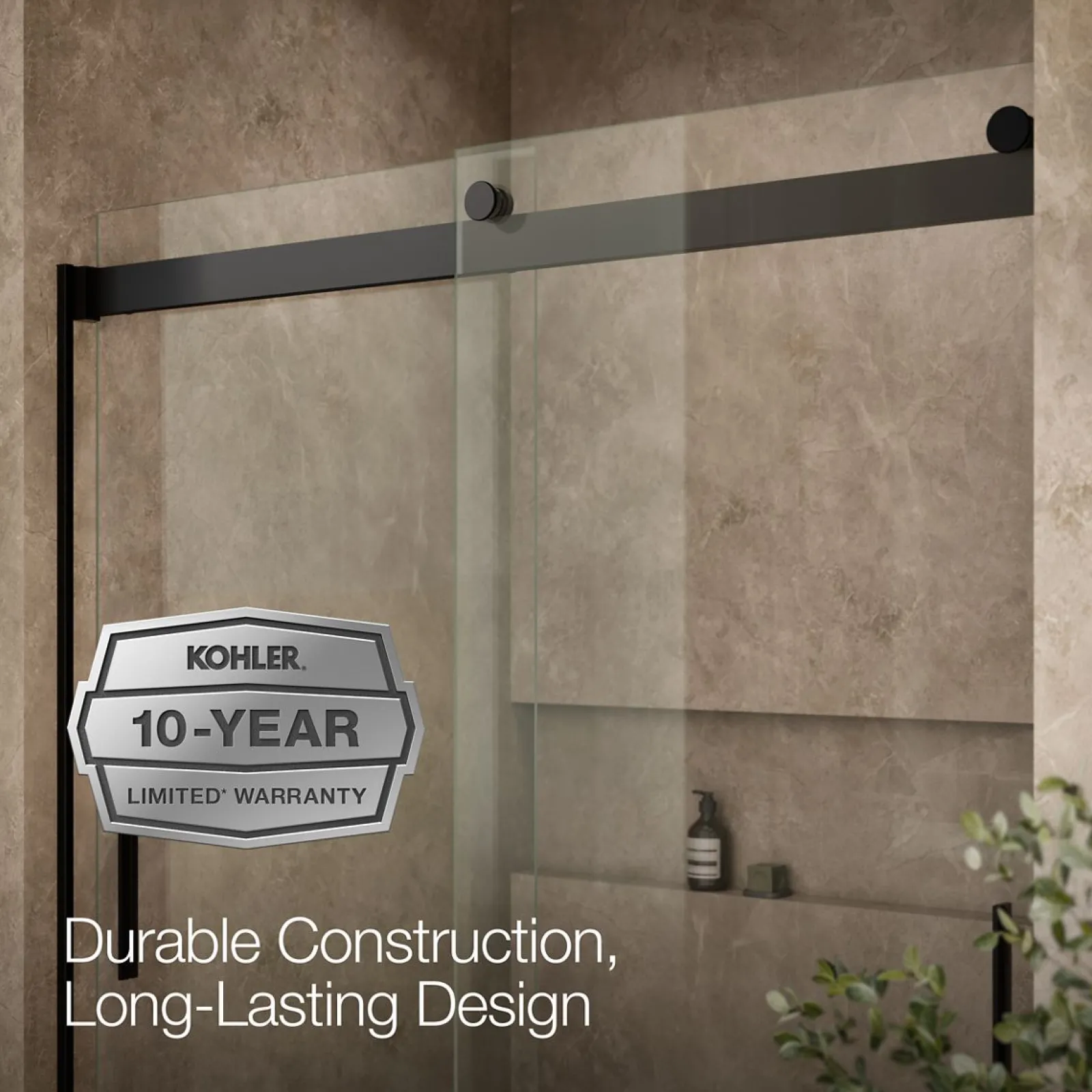 56-5/8"-59-5/8" W x 59-3/4" H bypass bath door with 1/4"-thick Crystal Clear glass^Kohler Sale