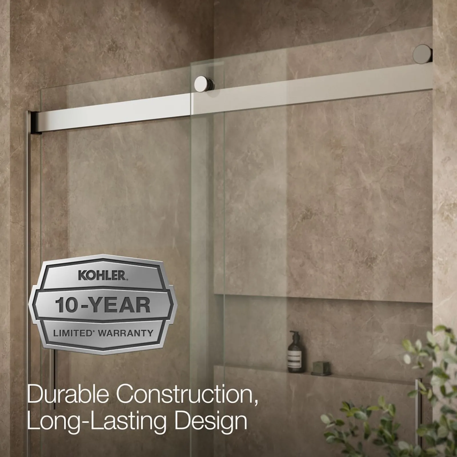 56-5/8"-59-5/8" W x 59-3/4" H bypass bath door with 1/4"-thick Crystal Clear glass^Kohler Sale
