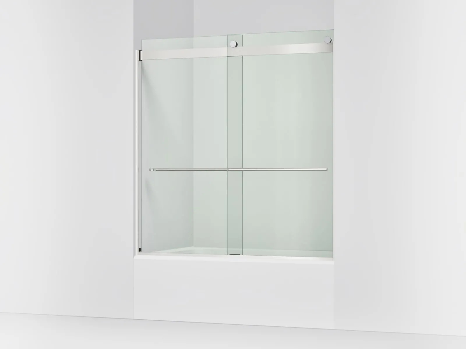 56-5/8"-59-5/8" W x 61.53" H bypass bath door with 3/8"-thick Crystal Clear glass^Kohler Hot
