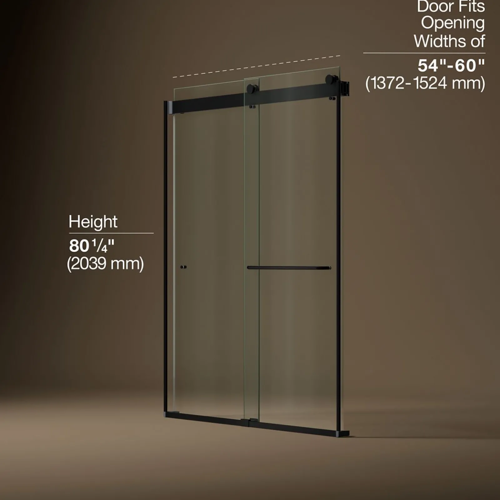 54"-60" W x 80-1/4" H bypass shower door with 3/8"-thick Crystal Clear glass^Kohler Outlet