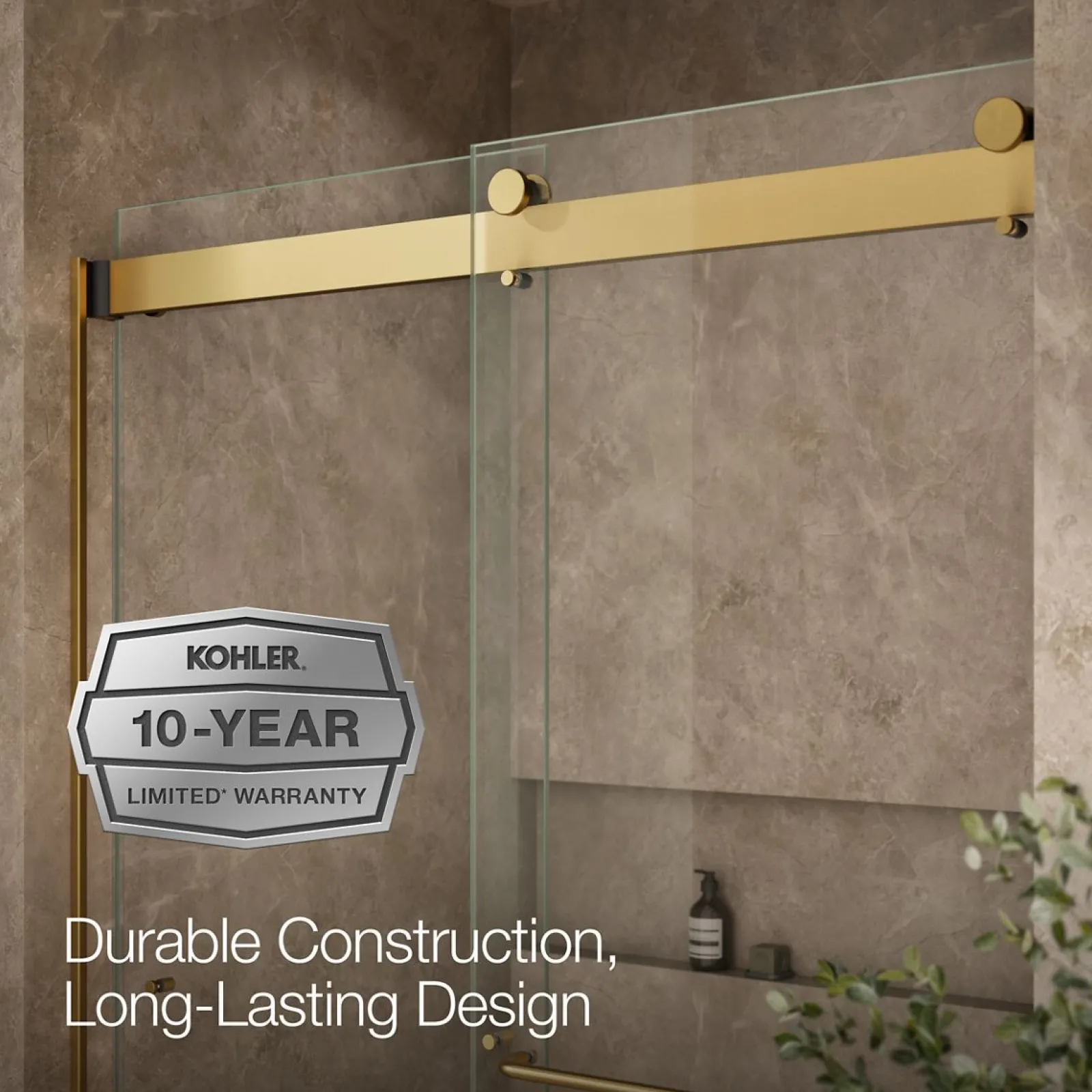 54"-60" W x 80-1/4" H bypass shower door with 3/8"-thick Crystal Clear glass^Kohler Outlet