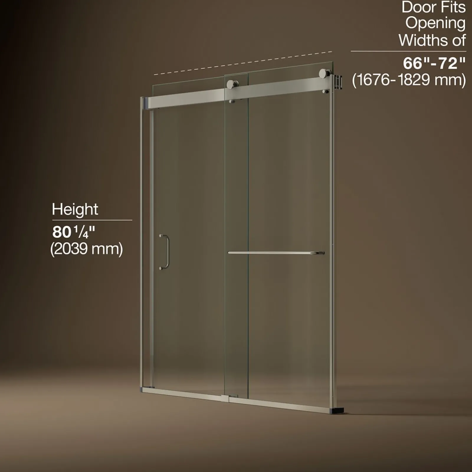 66"-72" W x 80-1/4" H bypass shower door with 3/8"-thick Crystal Clear glass^Kohler Sale