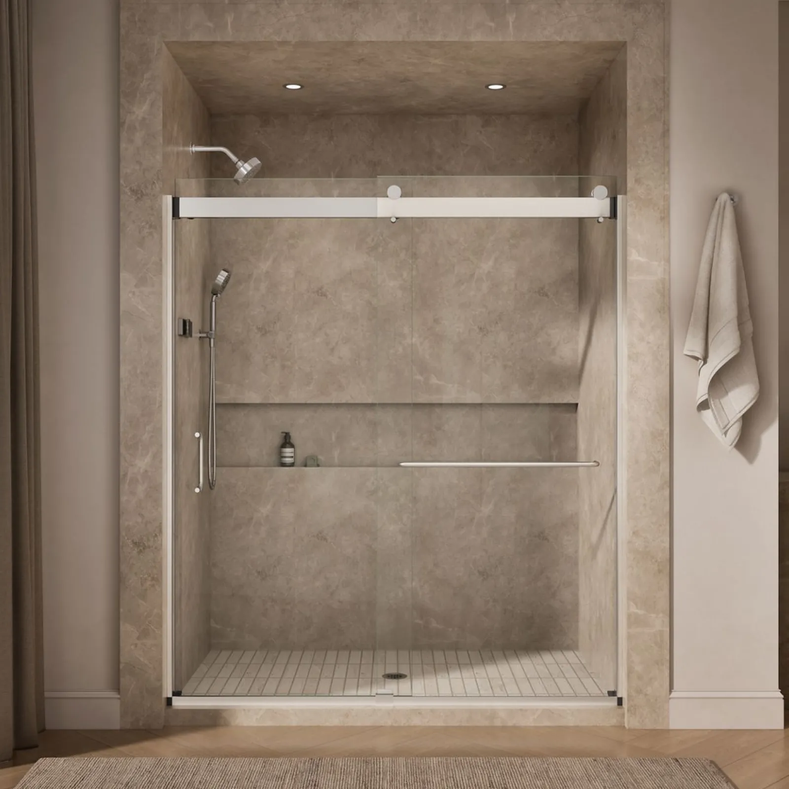 66"-72" W x 80-1/4" H bypass shower door with 3/8"-thick Crystal Clear glass^Kohler Sale