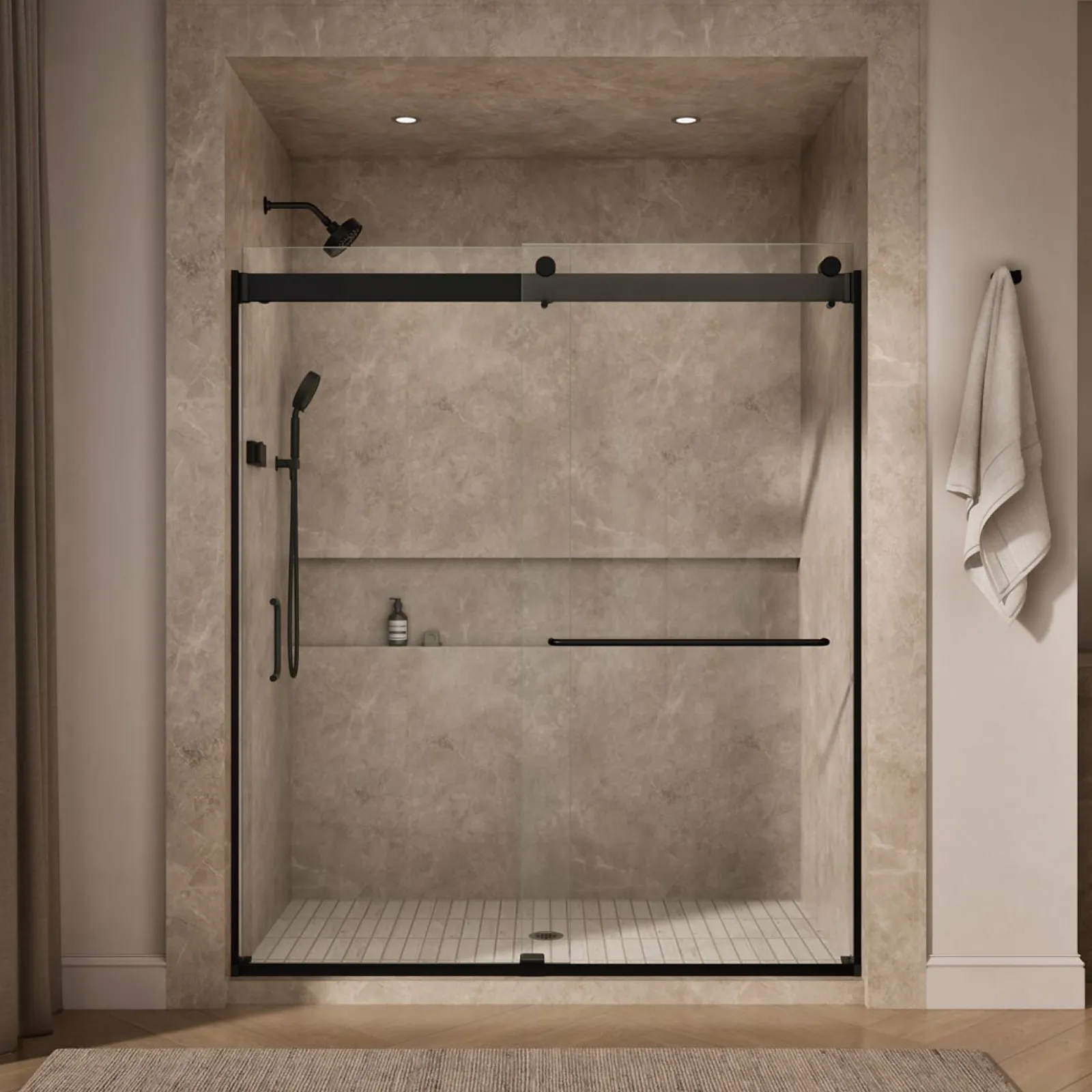 66"-72" W x 80-1/4" H bypass shower door with 3/8"-thick Crystal Clear glass^Kohler Sale