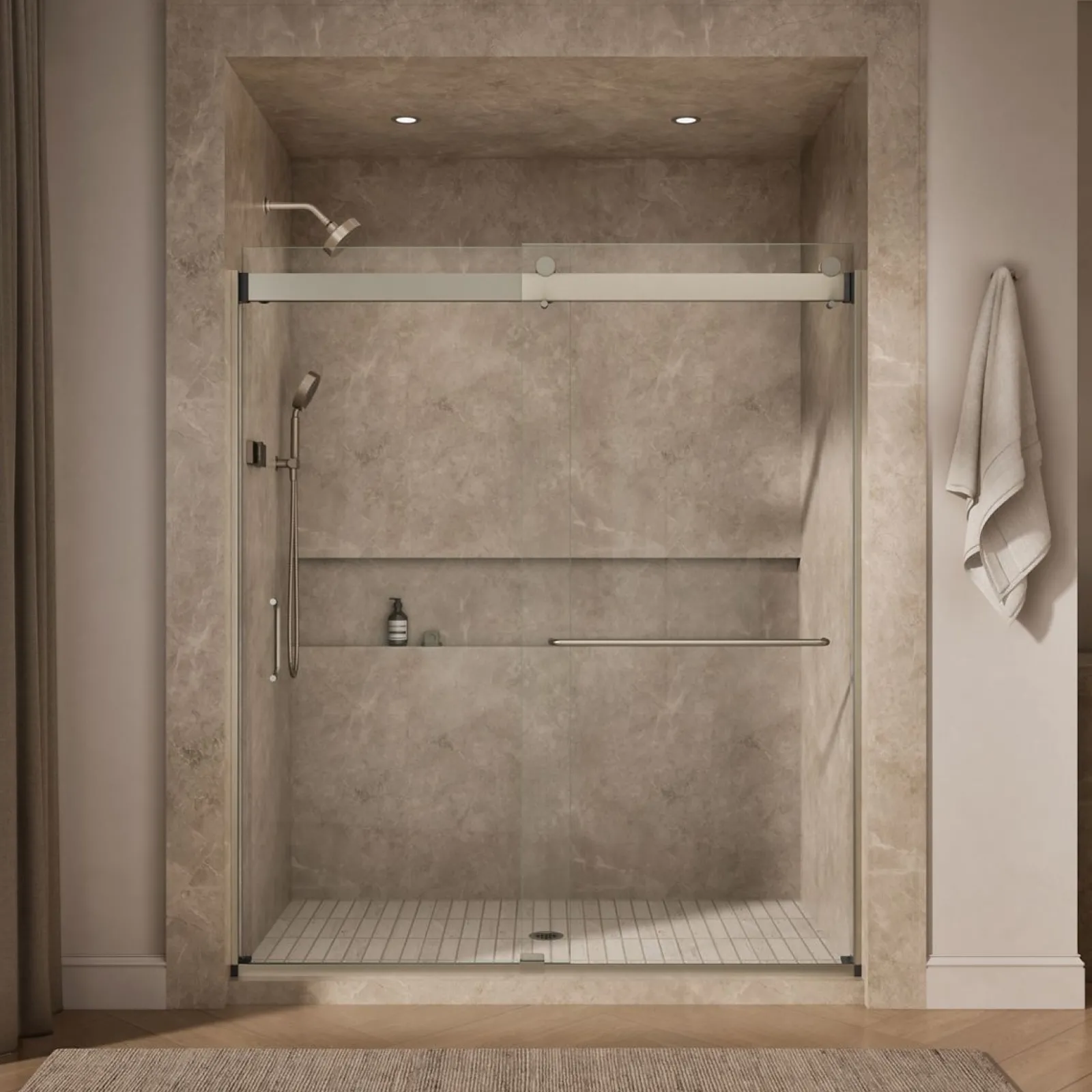 66"-72" W x 80-1/4" H bypass shower door with 3/8"-thick Crystal Clear glass^Kohler Sale