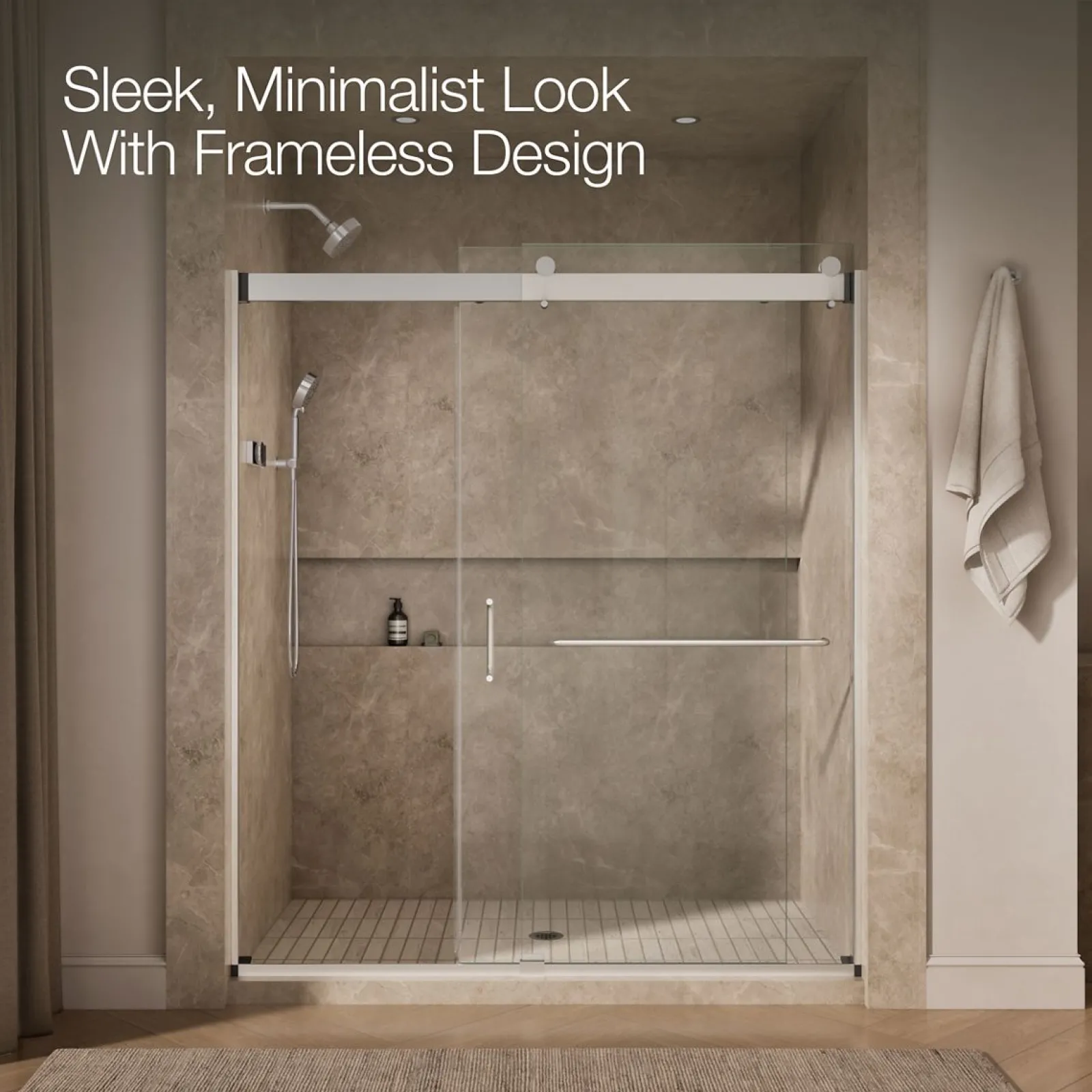 66"-72" W x 80-1/4" H bypass shower door with 3/8"-thick Crystal Clear glass^Kohler Sale