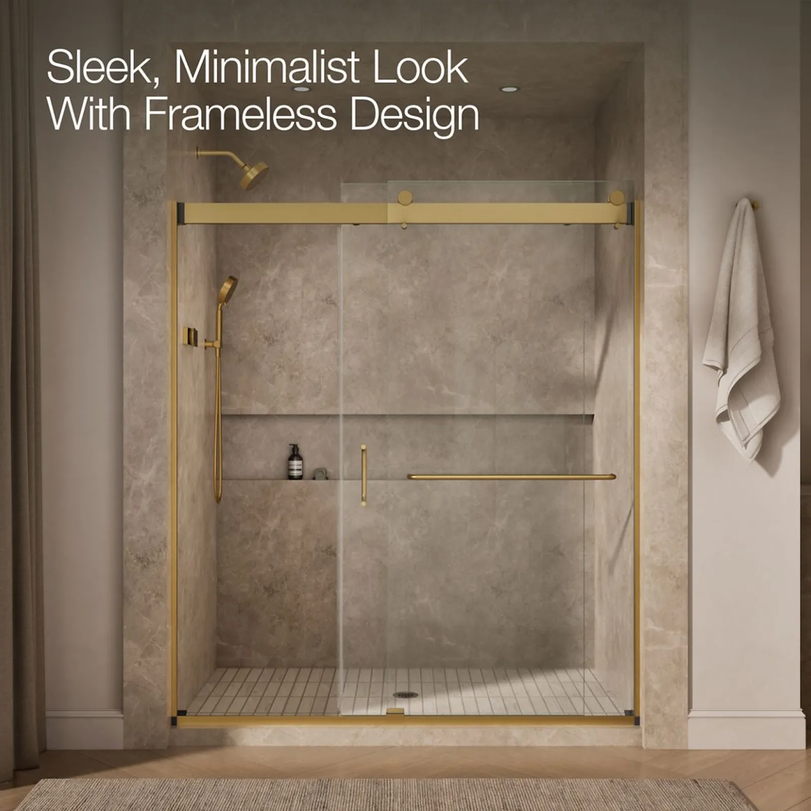 66"-72" W x 80-1/4" H bypass shower door with 3/8"-thick Crystal Clear glass^Kohler Sale