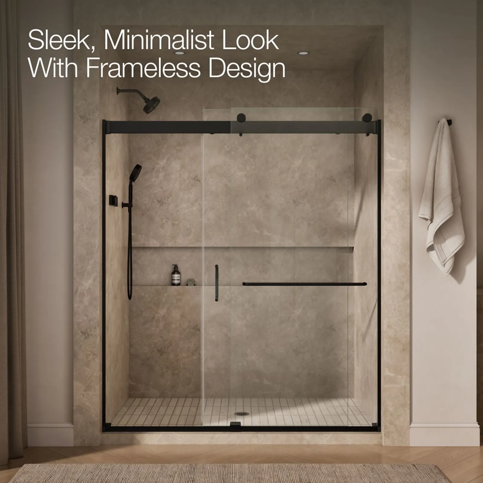 66"-72" W x 80-1/4" H bypass shower door with 3/8"-thick Crystal Clear glass^Kohler Sale