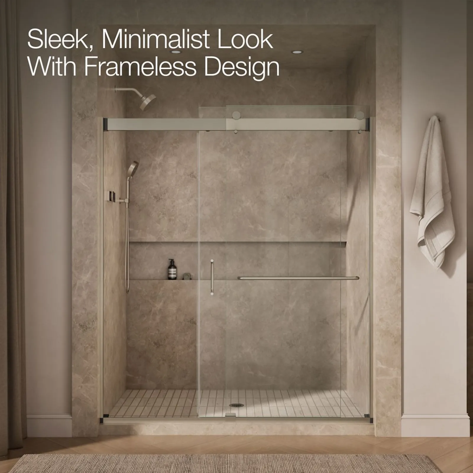 66"-72" W x 80-1/4" H bypass shower door with 3/8"-thick Crystal Clear glass^Kohler Sale