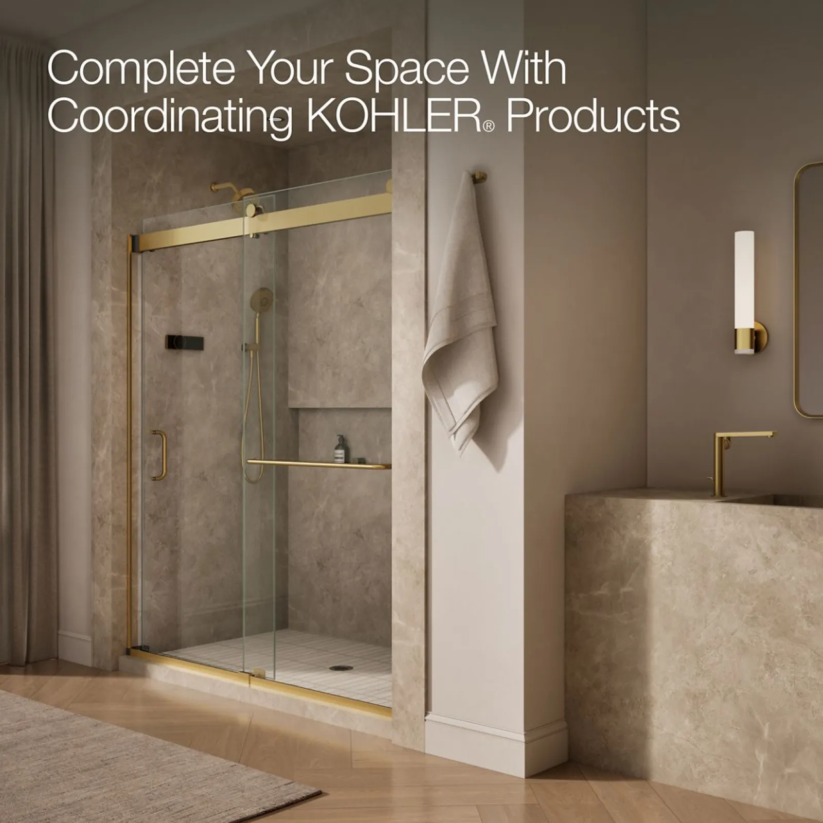66"-72" W x 80-1/4" H bypass shower door with 3/8"-thick Crystal Clear glass^Kohler Sale