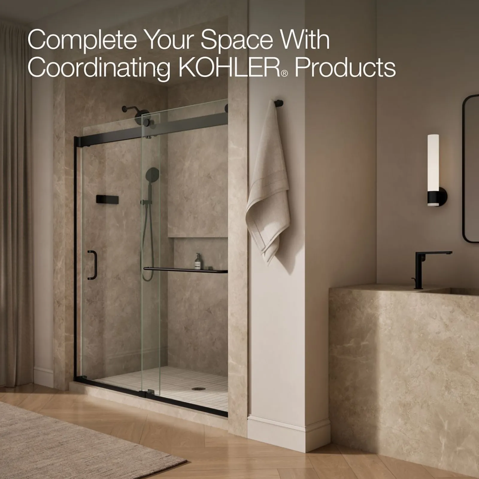 66"-72" W x 80-1/4" H bypass shower door with 3/8"-thick Crystal Clear glass^Kohler Sale