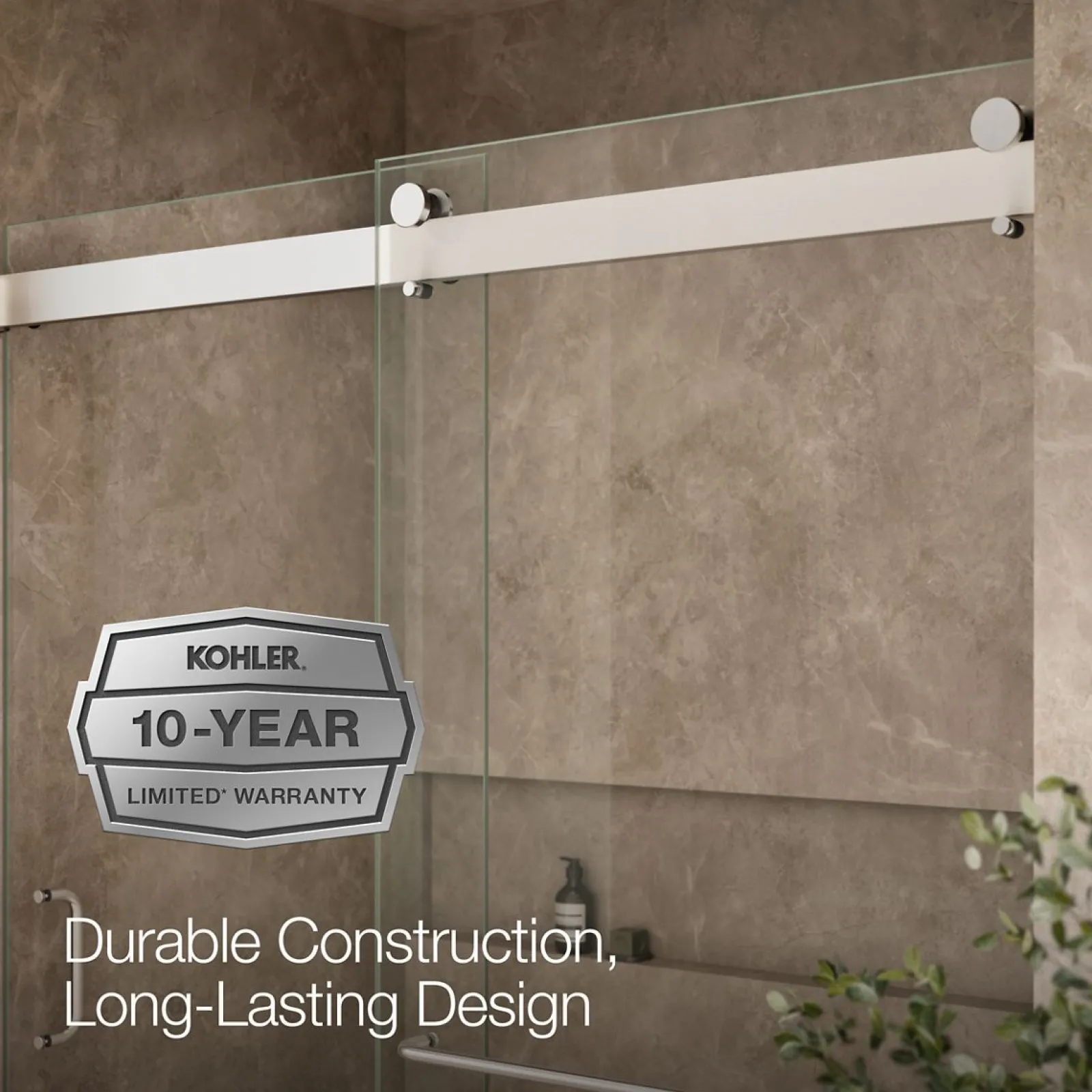 66"-72" W x 80-1/4" H bypass shower door with 3/8"-thick Crystal Clear glass^Kohler Sale
