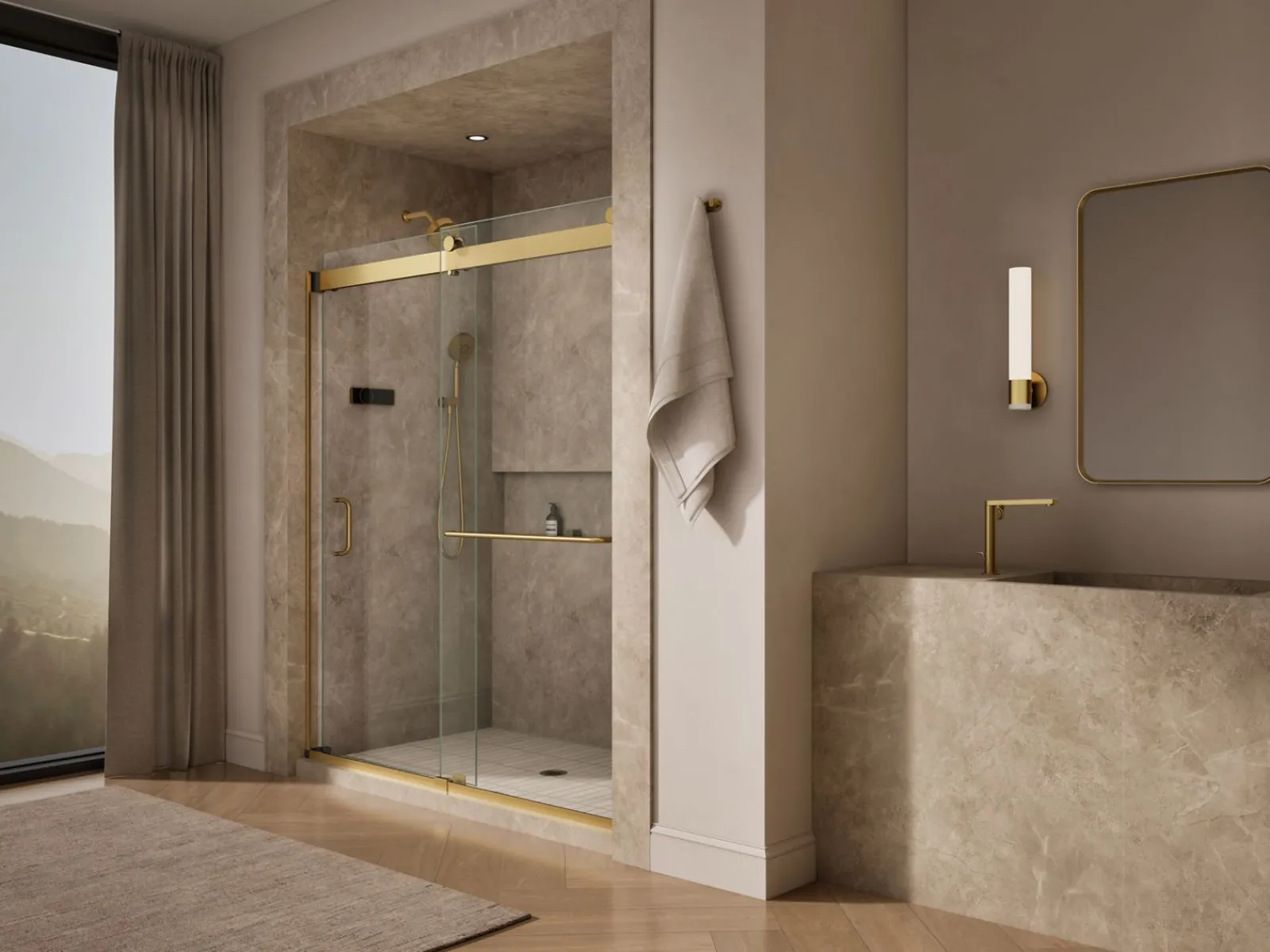 66"-72" W x 80-1/4" H bypass shower door with 3/8"-thick Crystal Clear glass^Kohler Sale
