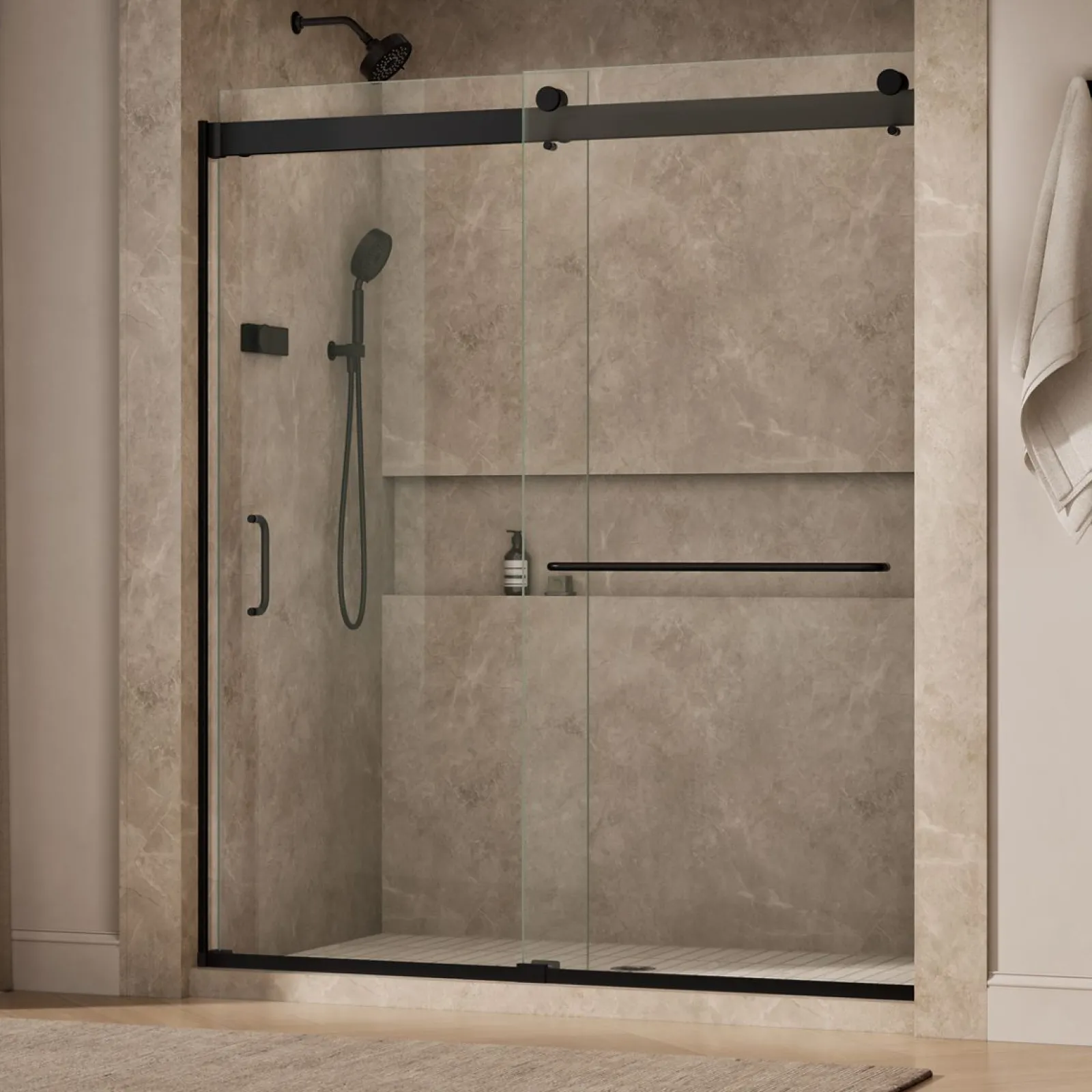 66"-72" W x 80-1/4" H bypass shower door with 3/8"-thick Crystal Clear glass^Kohler Sale