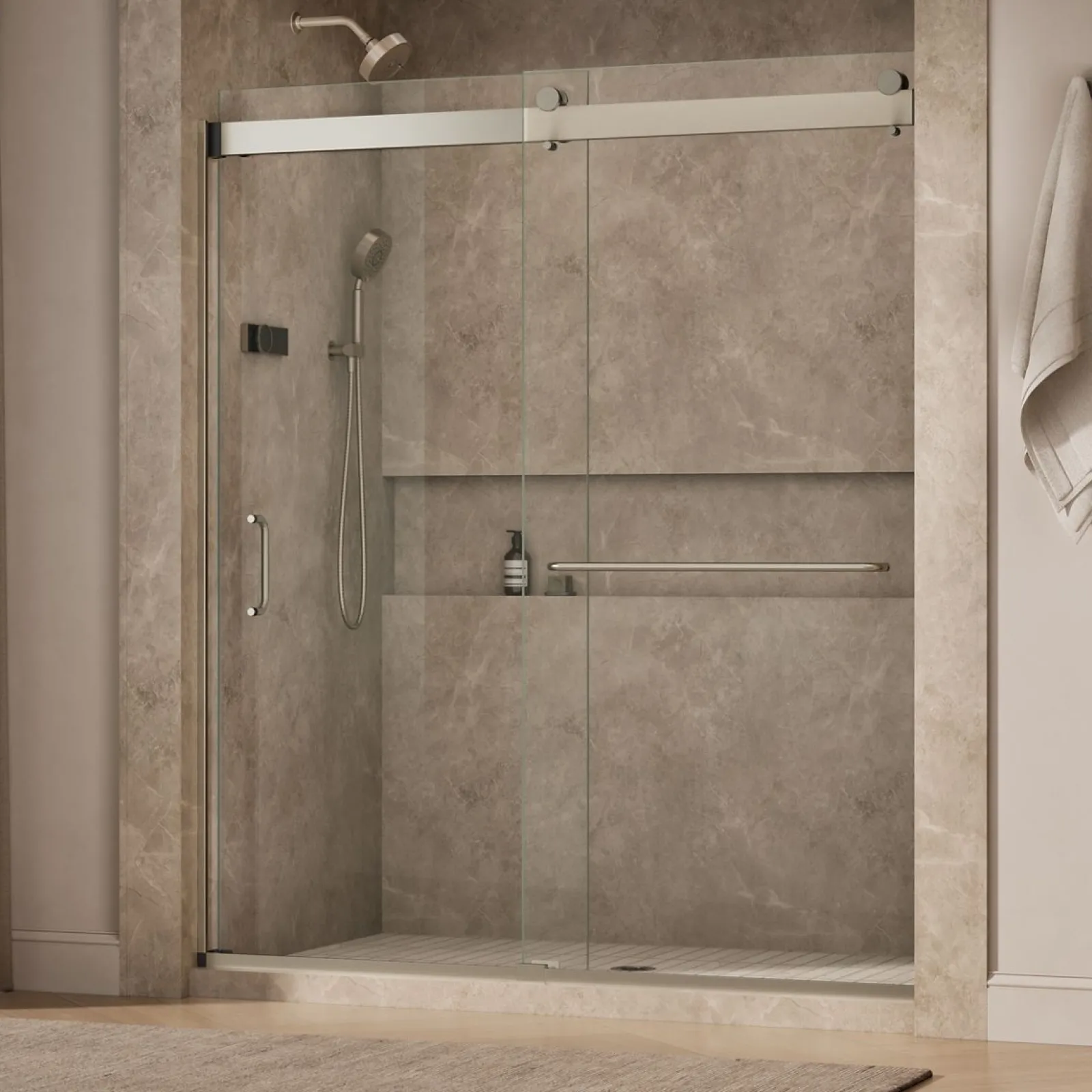 66"-72" W x 80-1/4" H bypass shower door with 3/8"-thick Crystal Clear glass^Kohler Sale