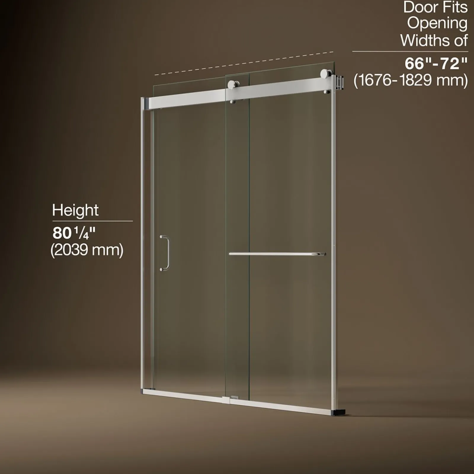 66"-72" W x 80-1/4" H bypass shower door with 3/8"-thick Crystal Clear glass^Kohler Sale