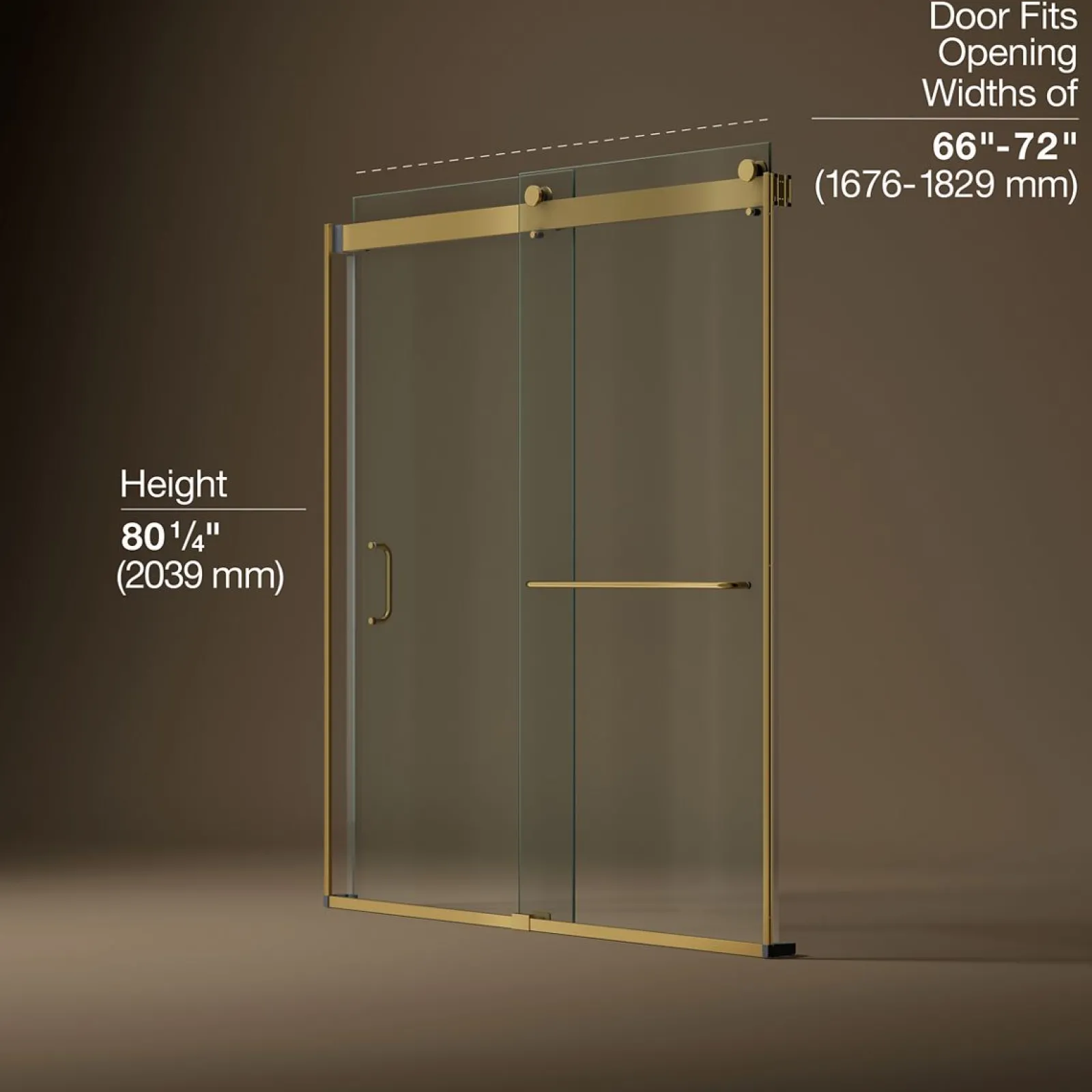 66"-72" W x 80-1/4" H bypass shower door with 3/8"-thick Crystal Clear glass^Kohler Sale