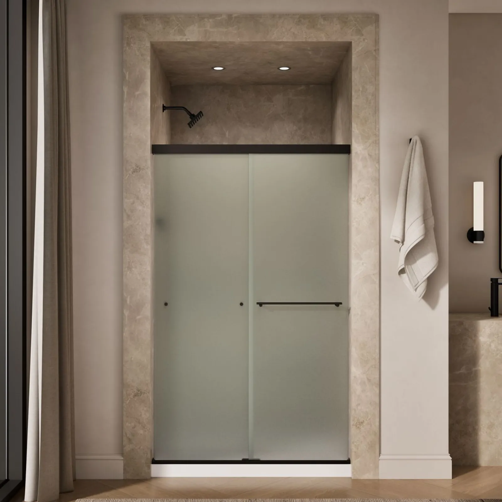 44-5/8"-47-5/8" W x 76" H bypass shower door with 5/16"-thick Frosted glass^Kohler Best