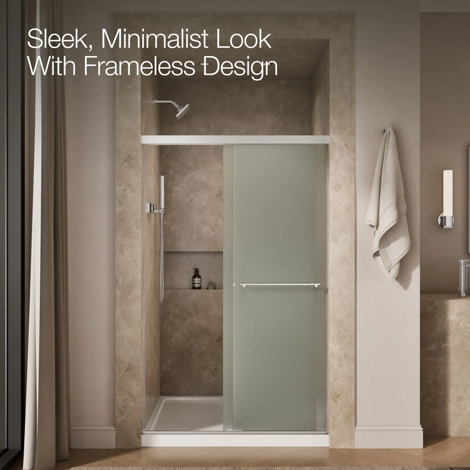 44-5/8"-47-5/8" W x 76" H bypass shower door with 5/16"-thick Frosted glass^Kohler Best