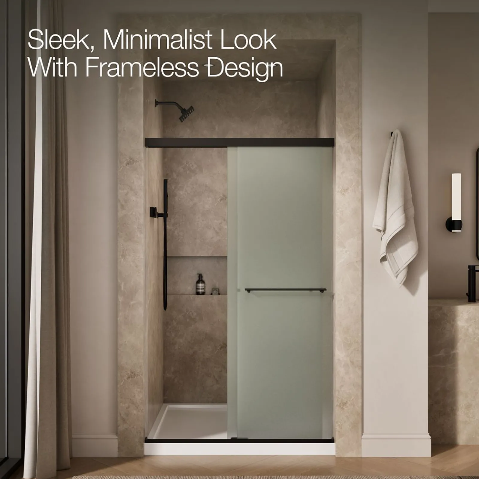 44-5/8"-47-5/8" W x 76" H bypass shower door with 5/16"-thick Frosted glass^Kohler Best