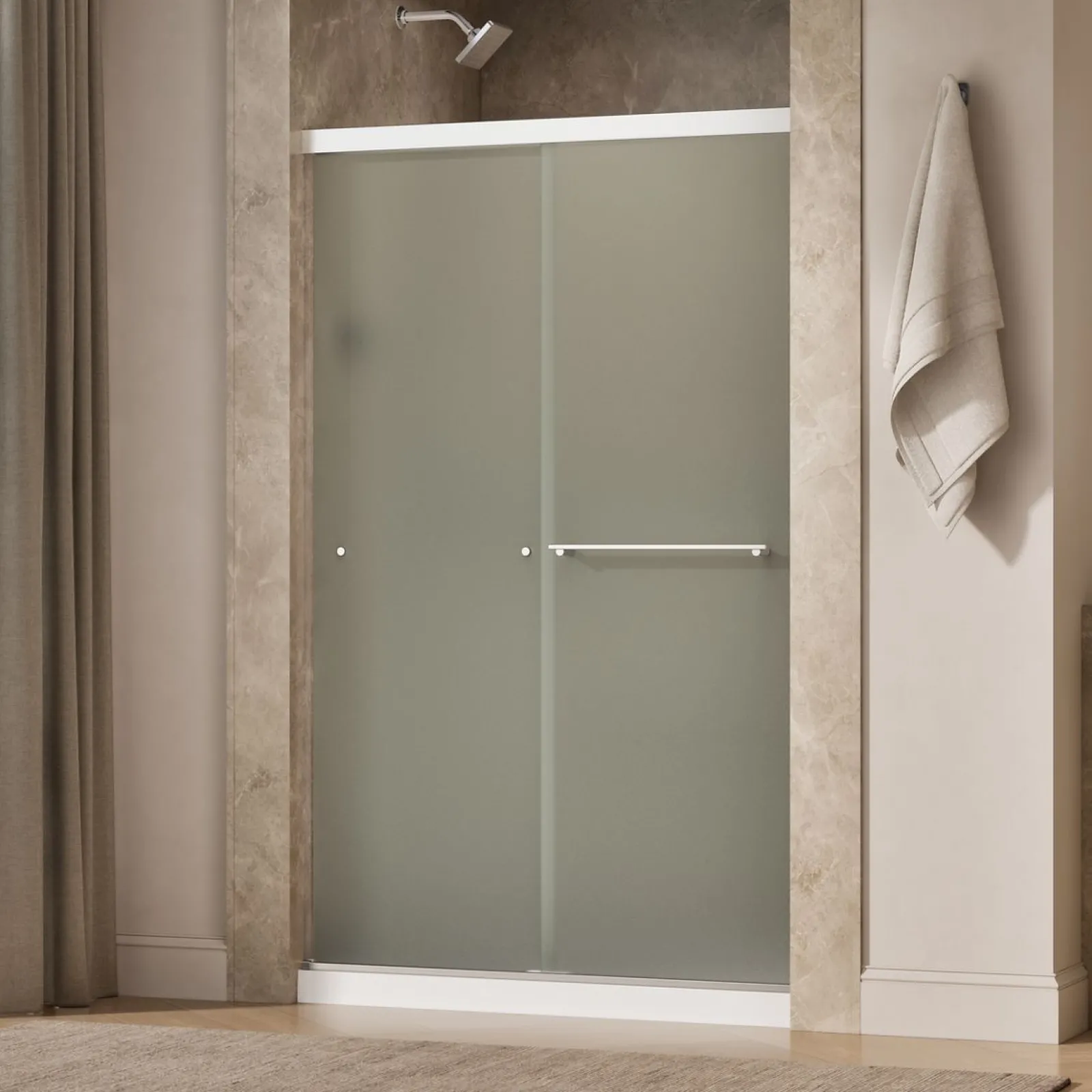 44-5/8"-47-5/8" W x 76" H bypass shower door with 5/16"-thick Frosted glass^Kohler Best