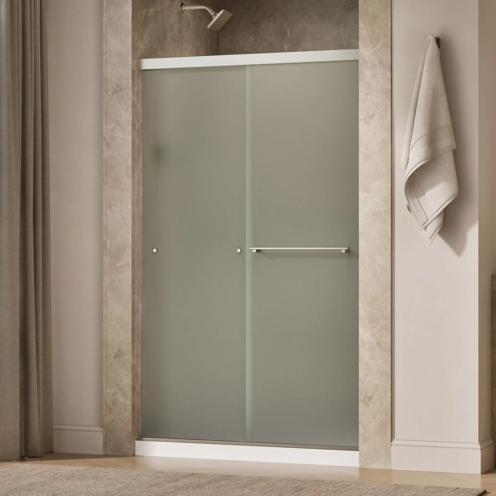 44-5/8"-47-5/8" W x 76" H bypass shower door with 5/16"-thick Frosted glass^Kohler Best