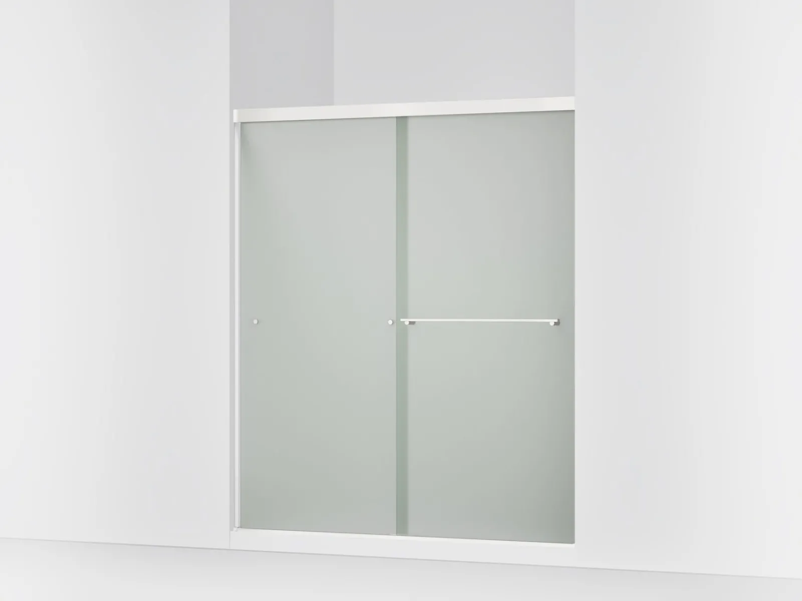 55-5/8"-59-5/8" W x 70" H bypass shower door with 1/4"-thick Frosted glass^Kohler New
