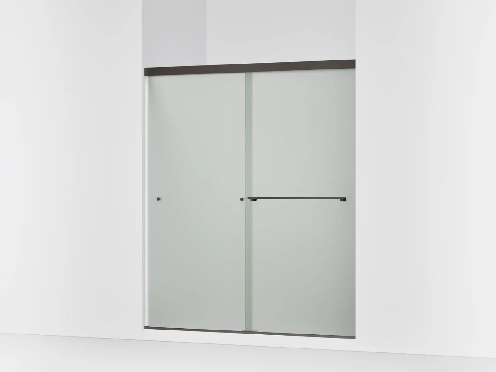 55-5/8"-59-5/8" W x 70" H bypass shower door with 1/4"-thick Frosted glass^Kohler New