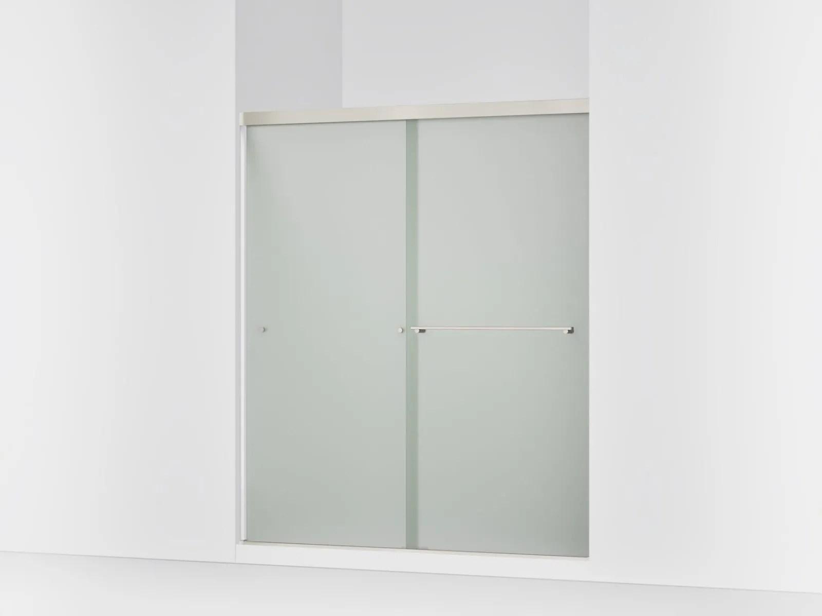 55-5/8"-59-5/8" W x 70" H bypass shower door with 1/4"-thick Frosted glass^Kohler New