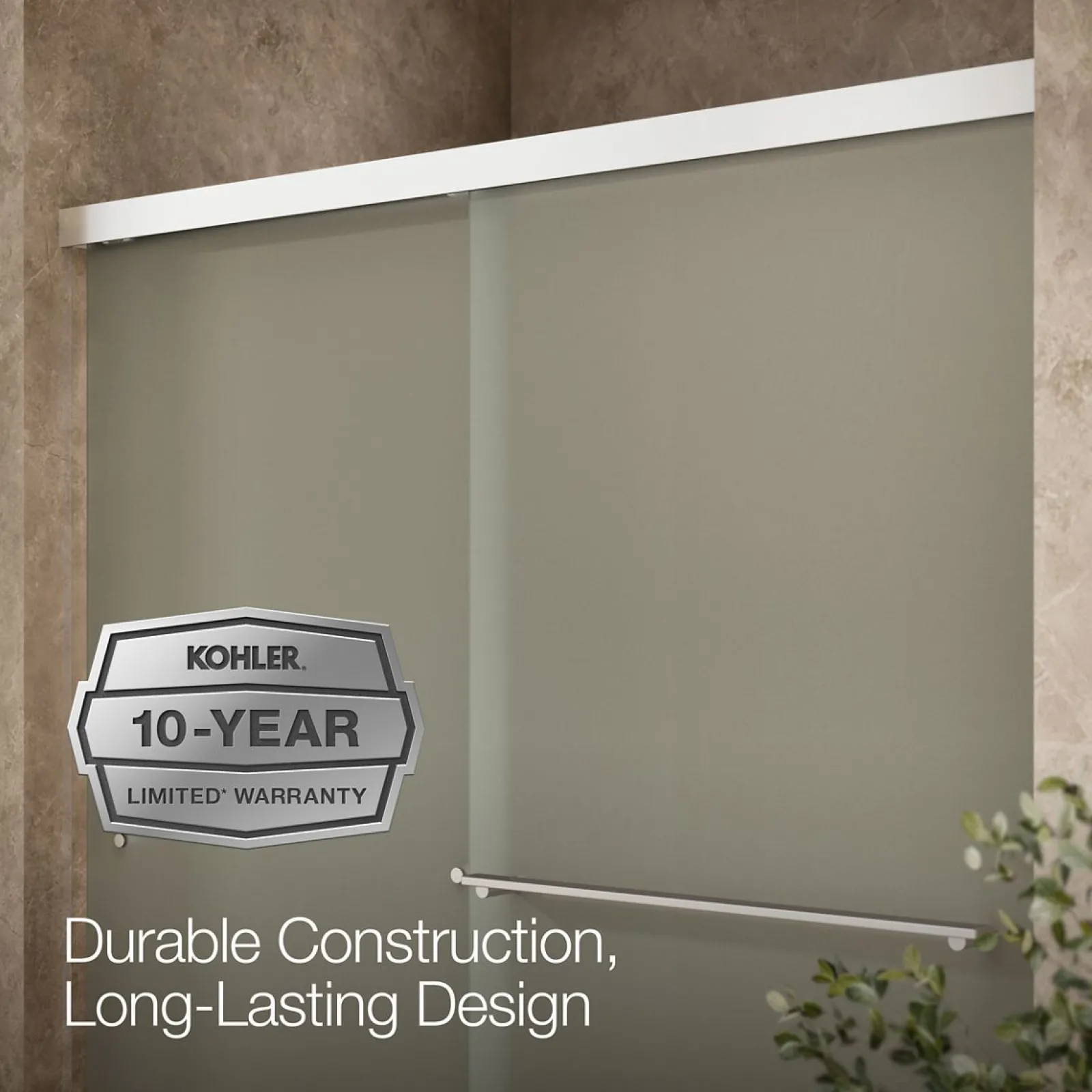55-5/8"-59-5/8" W x 70" H bypass shower door with 1/4"-thick Frosted glass^Kohler New