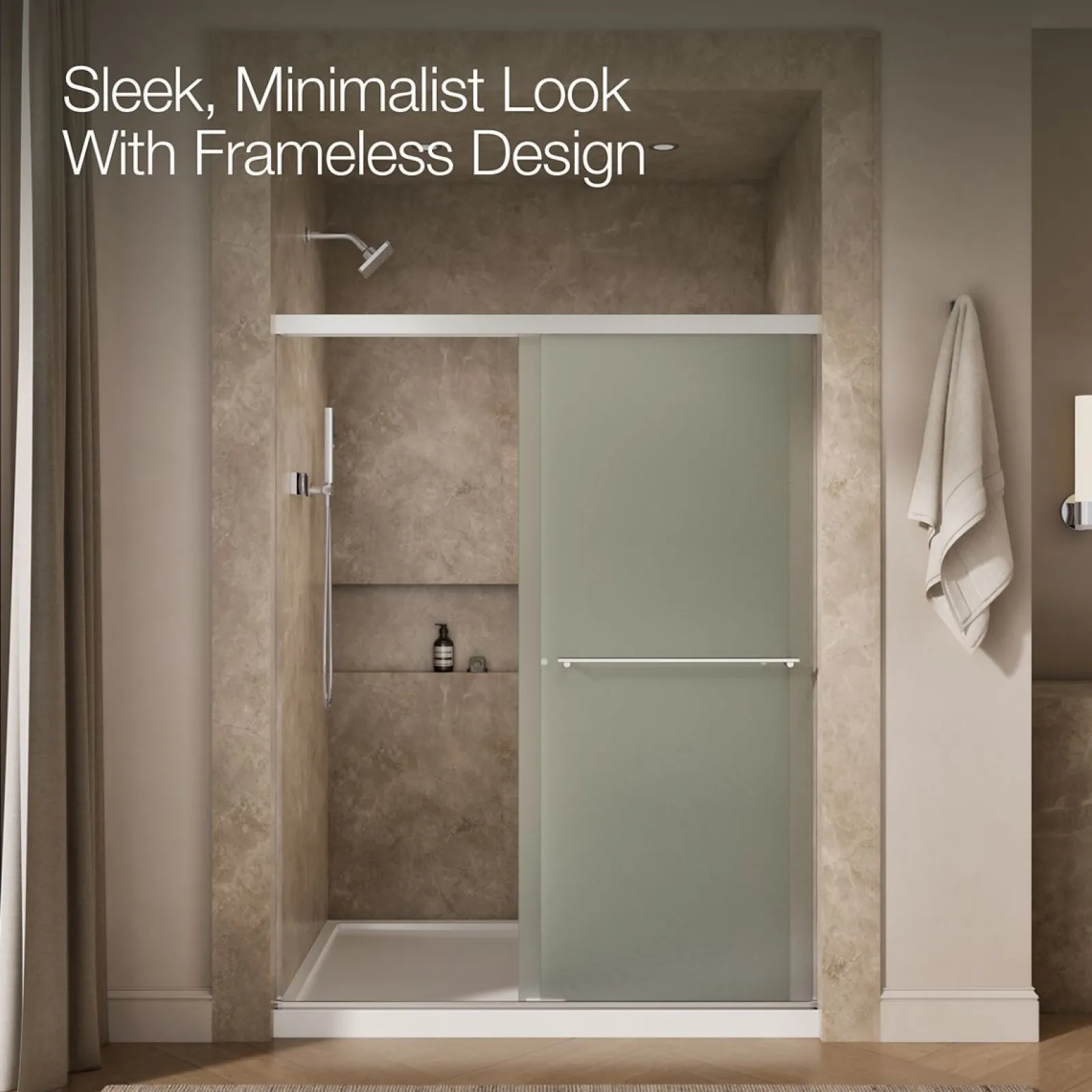 55-5/8"-59-5/8" W x 76" H bypass shower door with 5/16"-thick Frosted glass^Kohler Outlet