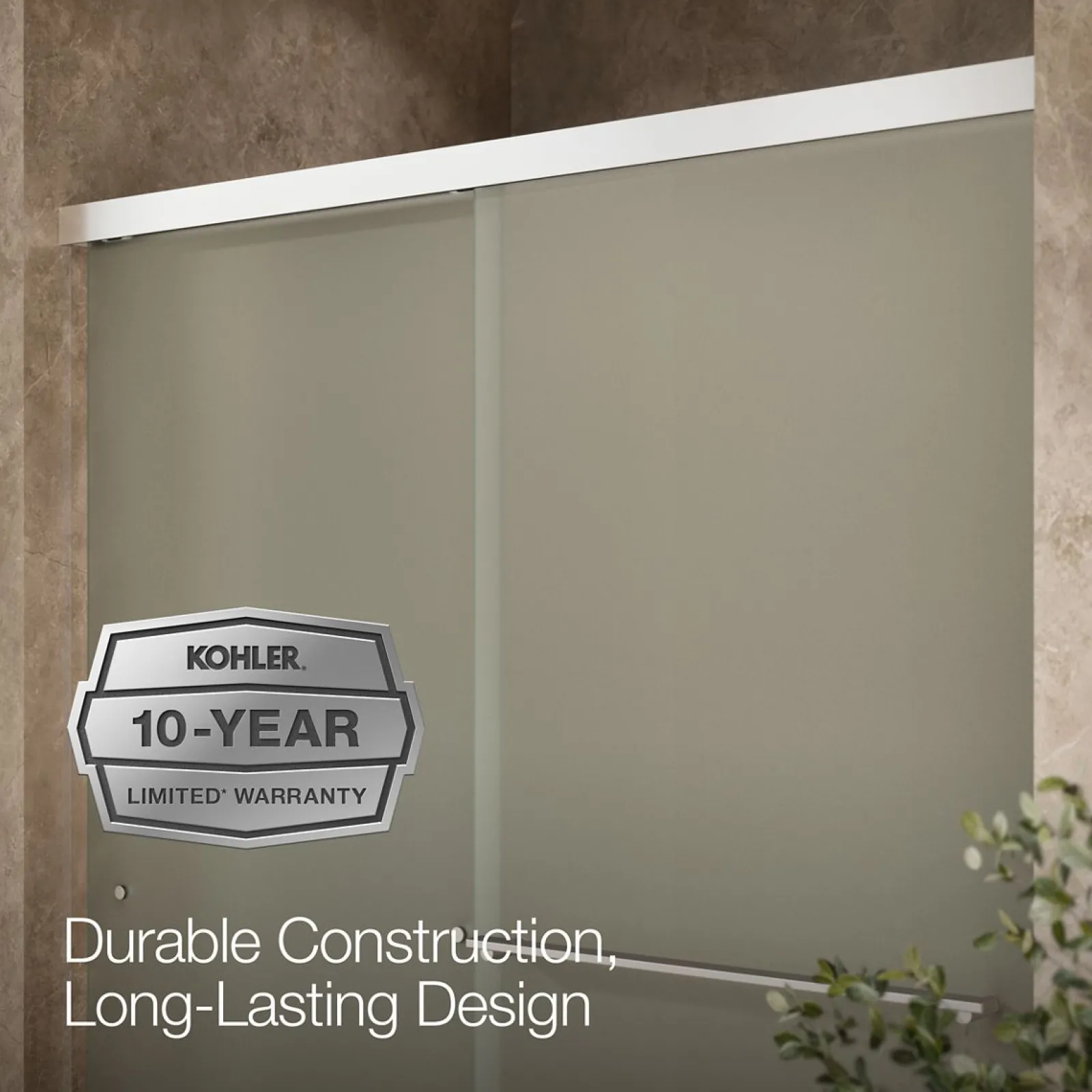 55-5/8"-59-5/8" W x 76" H bypass shower door with 5/16"-thick Frosted glass^Kohler Outlet