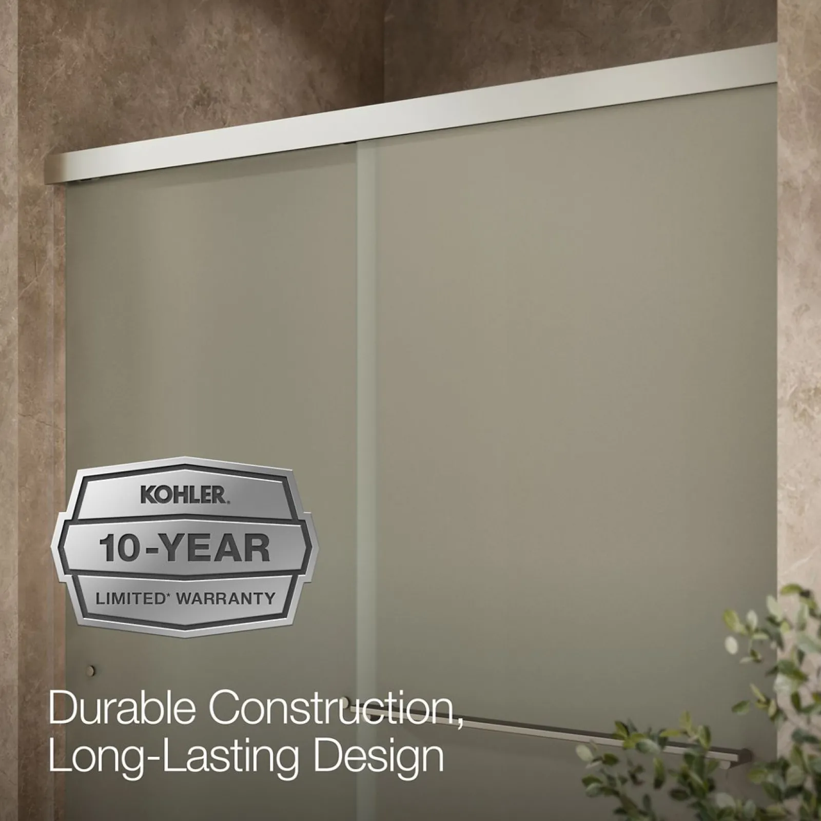 55-5/8"-59-5/8" W x 76" H bypass shower door with 5/16"-thick Frosted glass^Kohler Outlet