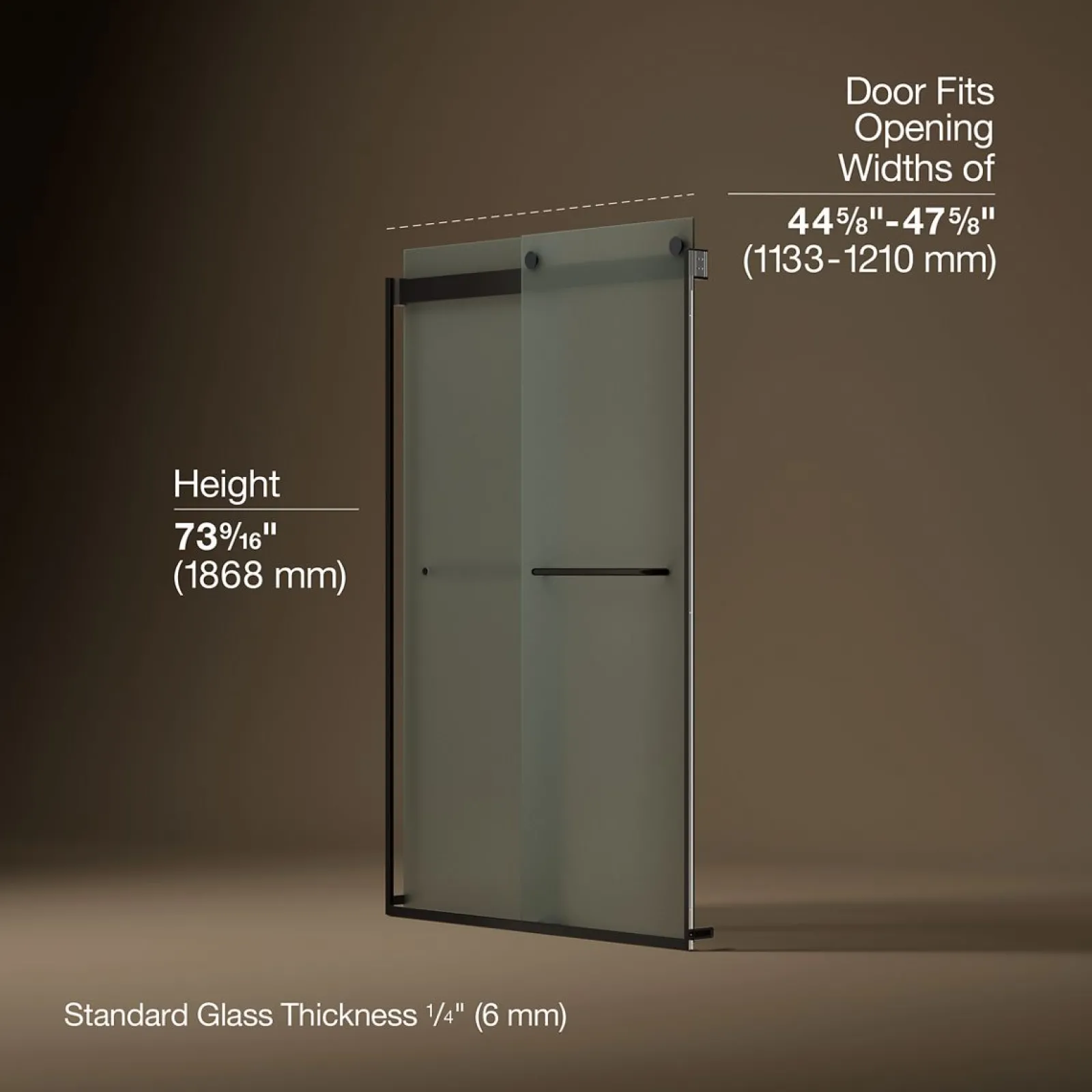 44-5/8"-47-5/8" W x 74" H bypass shower door with 1/4"-thick Frosted glass^Kohler Online