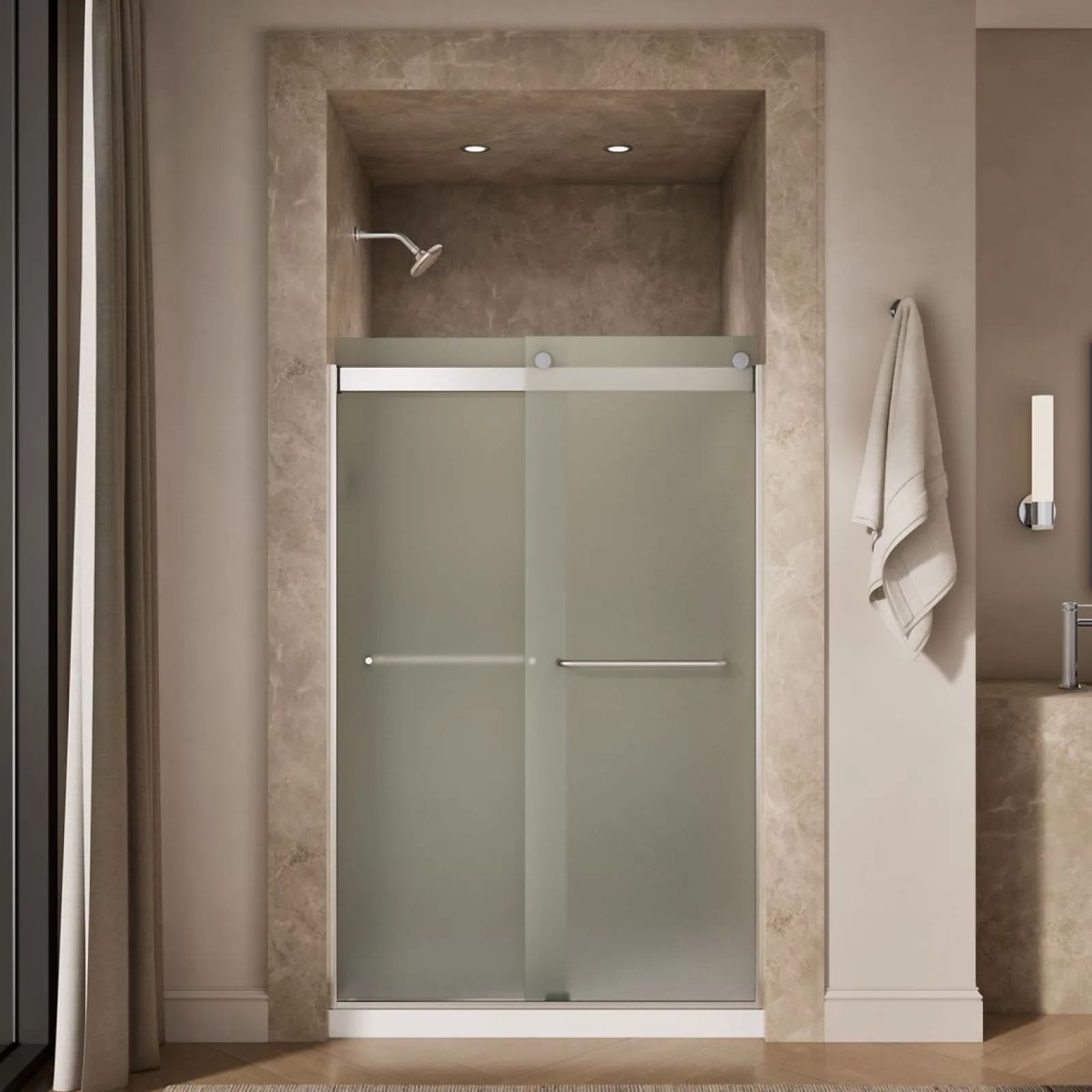 44-5/8"-47-5/8" W x 74" H bypass shower door with 1/4"-thick Frosted glass^Kohler Online