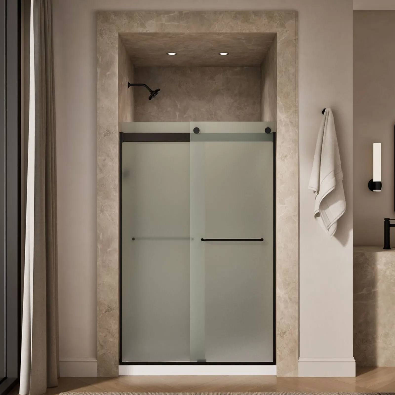 44-5/8"-47-5/8" W x 74" H bypass shower door with 1/4"-thick Frosted glass^Kohler Online